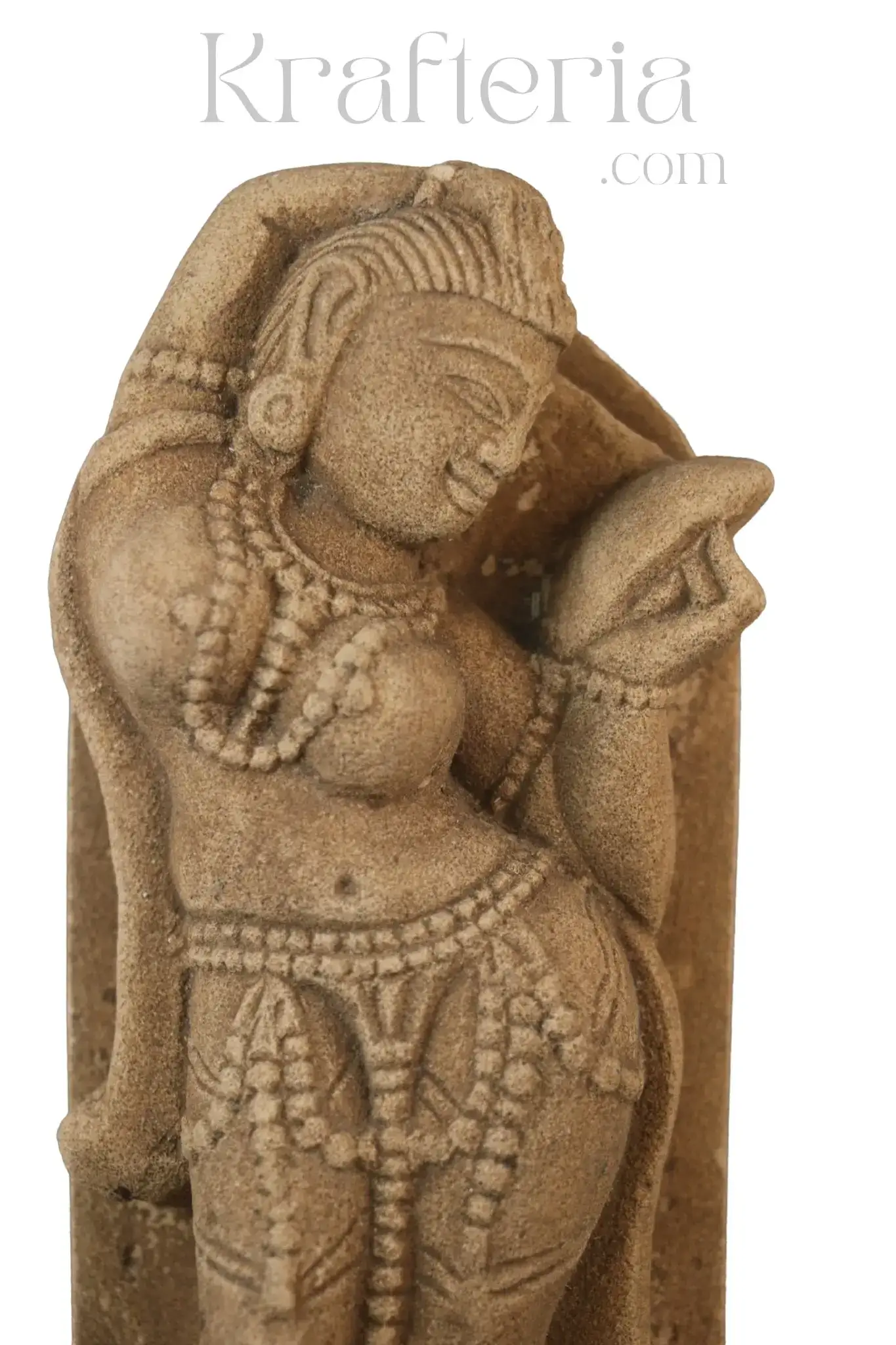 A Lady Adorning Herself with a Mirror Sandstone Sculpture - Image 5