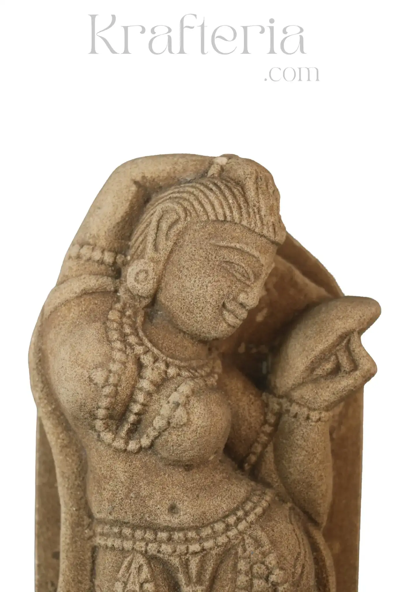 A Lady Adorning Herself with a Mirror Sandstone Sculpture - Image 6