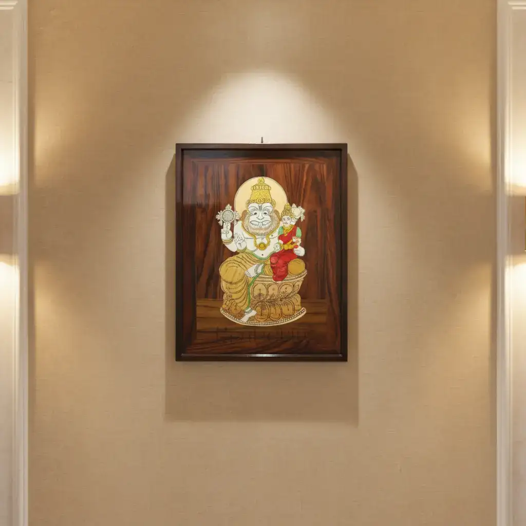 Lakshmi Narasimha Swamy Rosewood Inlay – Divine Mysore Craft Wall Décor