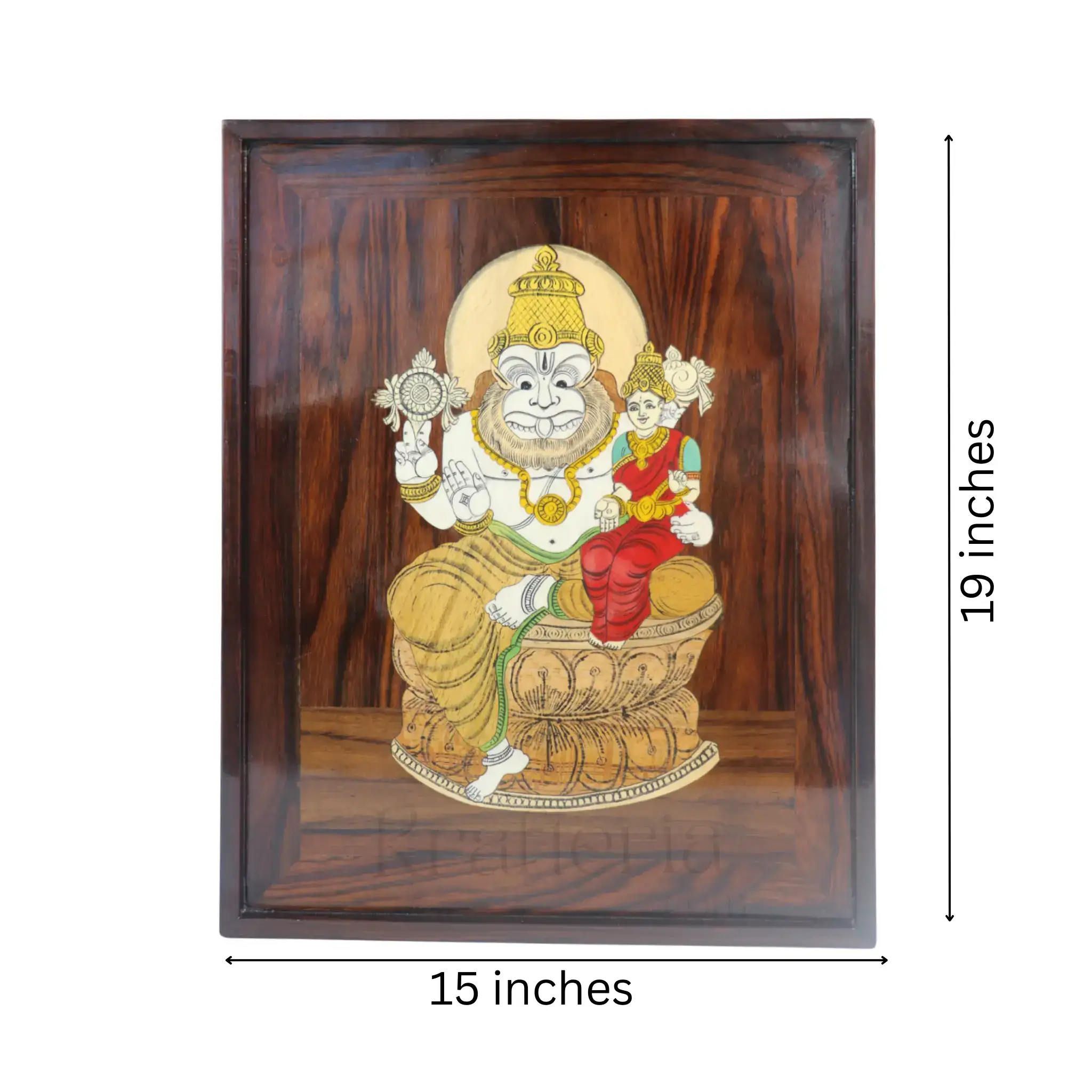 Lakshmi Narasimha Swamy Rosewood Inlay – Divine Mysore Craft Wall Décor - Image 4