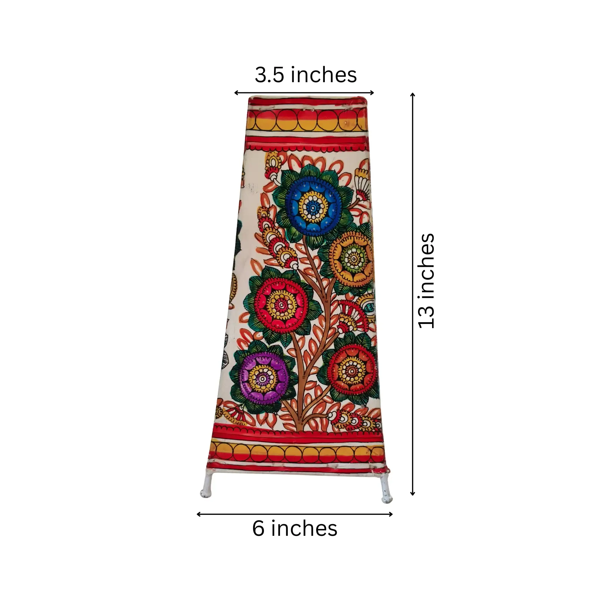 Indian Leather Puppetry Floor Lamp with Hand-Painted Floral Art - Image 4