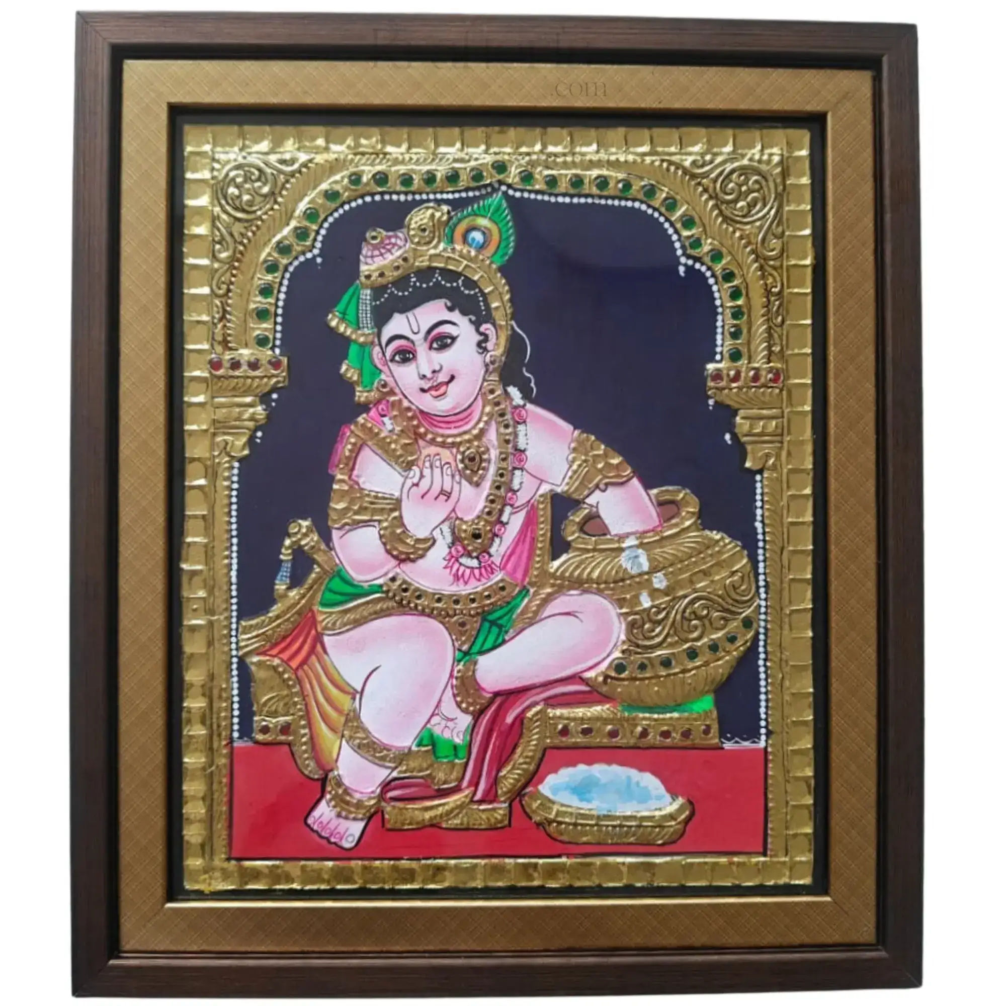 Thanjavur Style Little Krishan Painting – Classic Indian Decor - Image 2