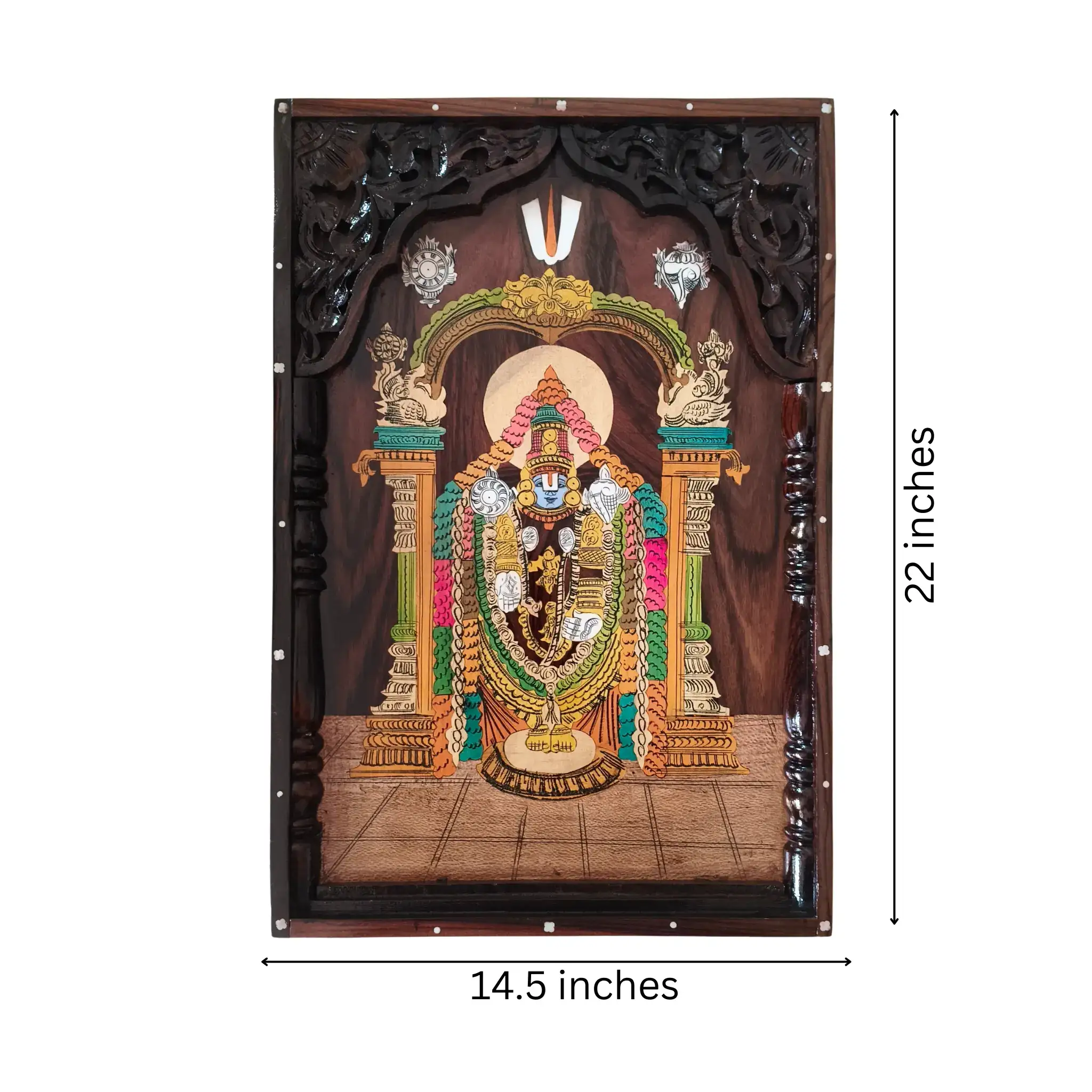 Divine Glory of Lord Venkateswara – Wooden Inlay Art - Image 3