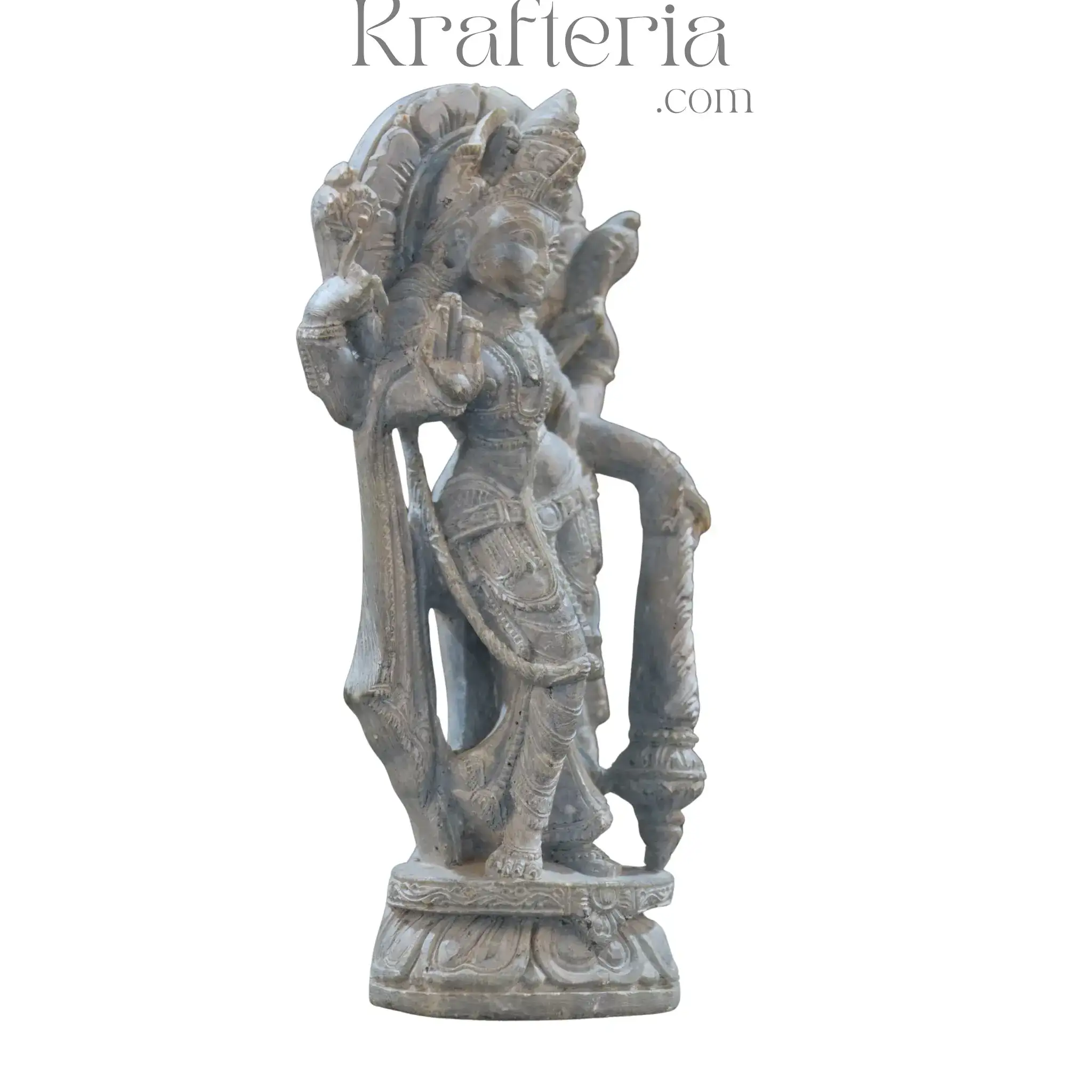 Lord Vishnu Sculpture – Soft Stone Divine Form of Narayana - Image 3