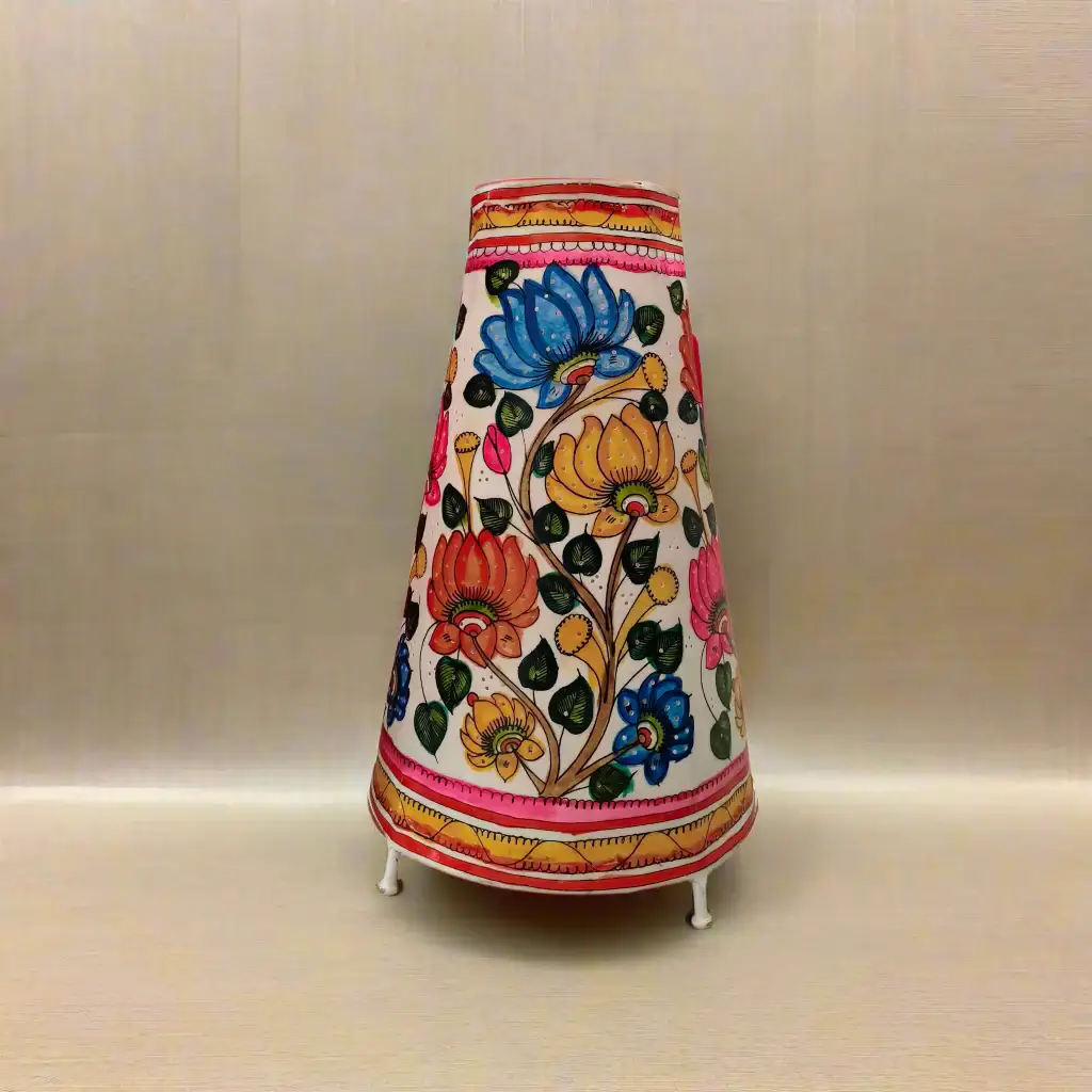 Hand-Painted Lotus Flower Leather Puppetry Lamp | Bed Lamp