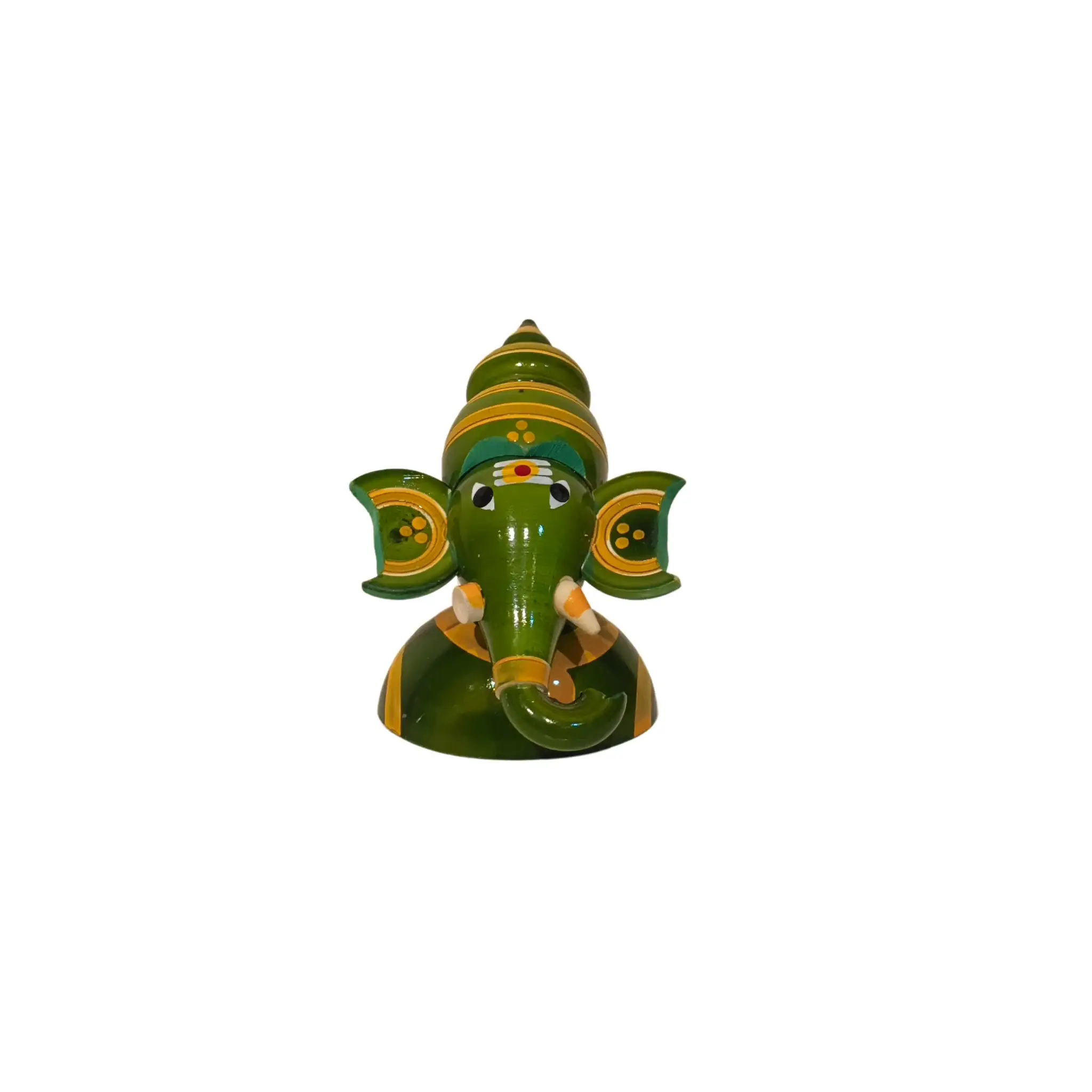 Majestic Etikoppaka Lord Ganesha Bust - Intricate Green Lacquer - Image 2