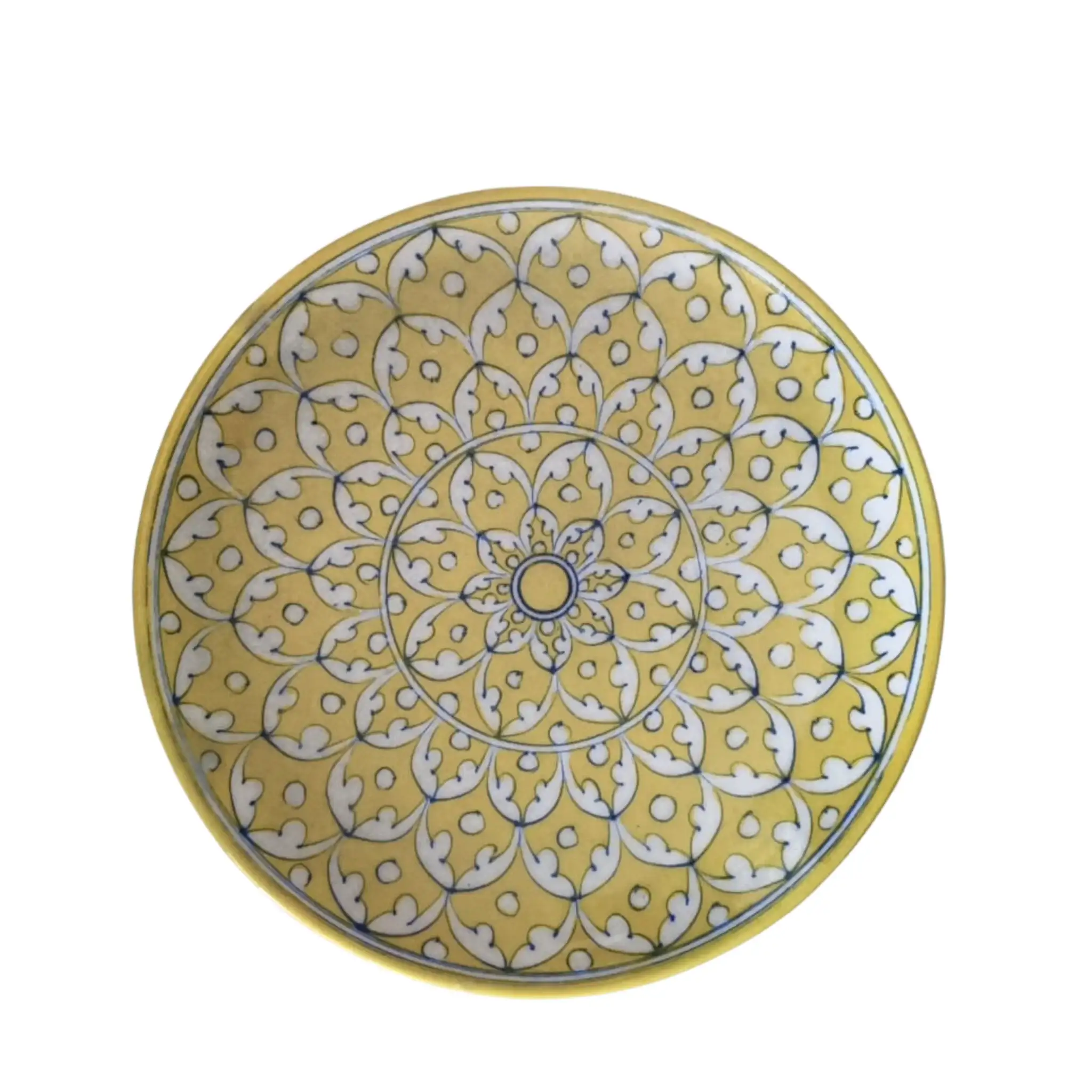 Subtle Yellow and White Intricate Mandala Wall Plate - Image 2