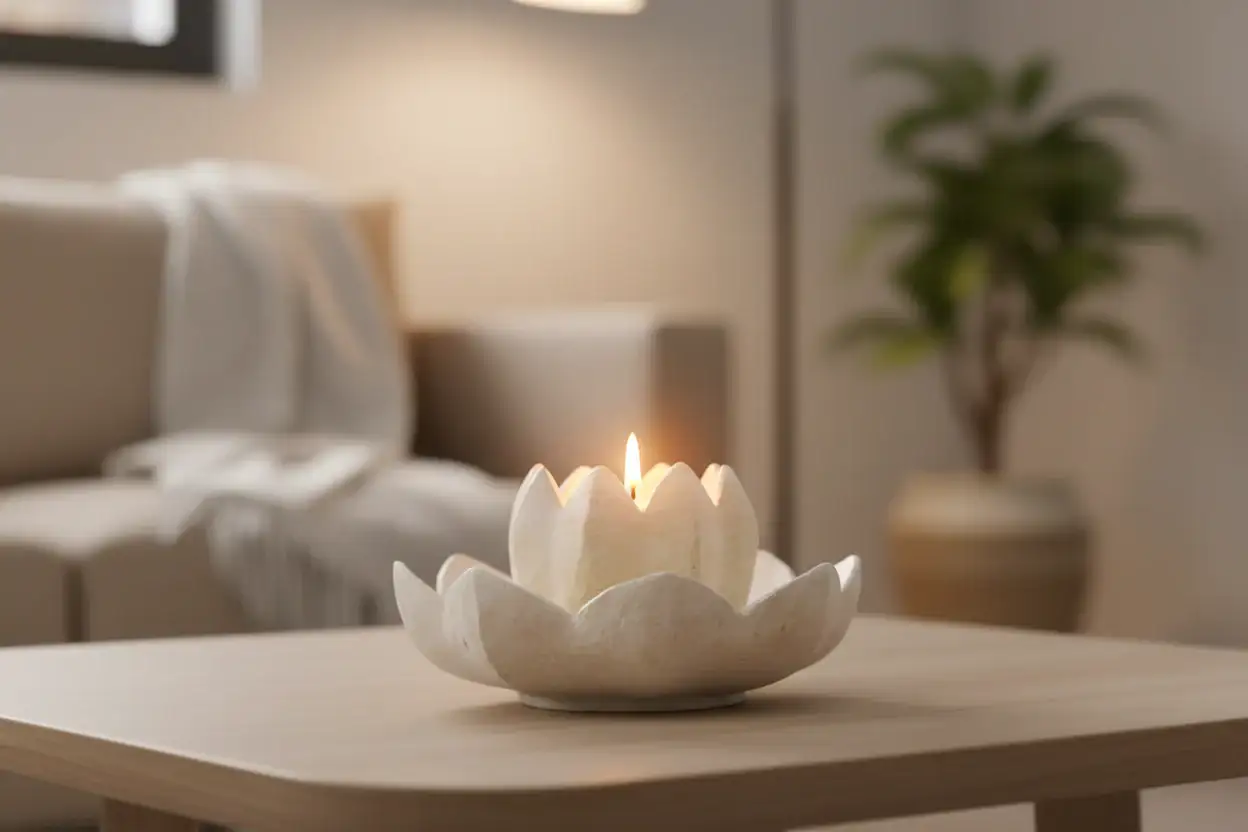 Marble Lotus Flower Candle Stand – Artistic and Serene Accent - Image 5