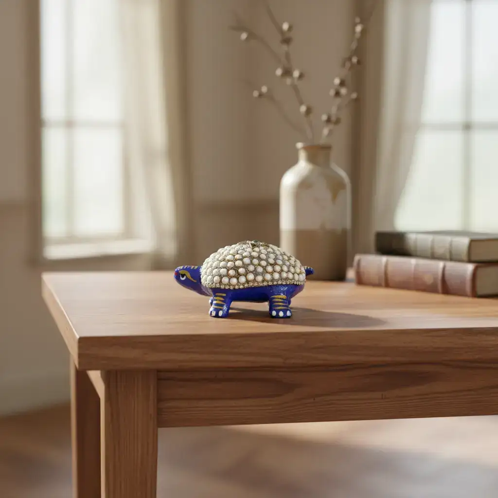Metal Tortoise with Stone Meenakari | Decorative Feng Shui Figurine - Image 11