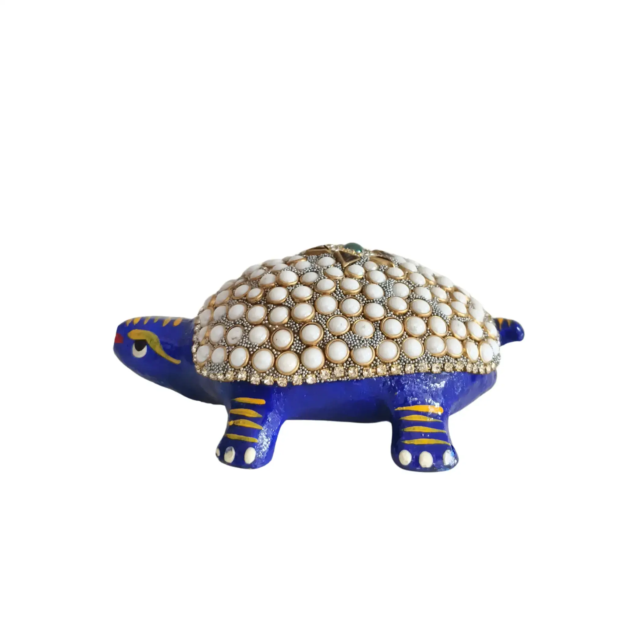 Metal Tortoise with Stone Meenakari | Decorative Feng Shui Figurine - Image 13