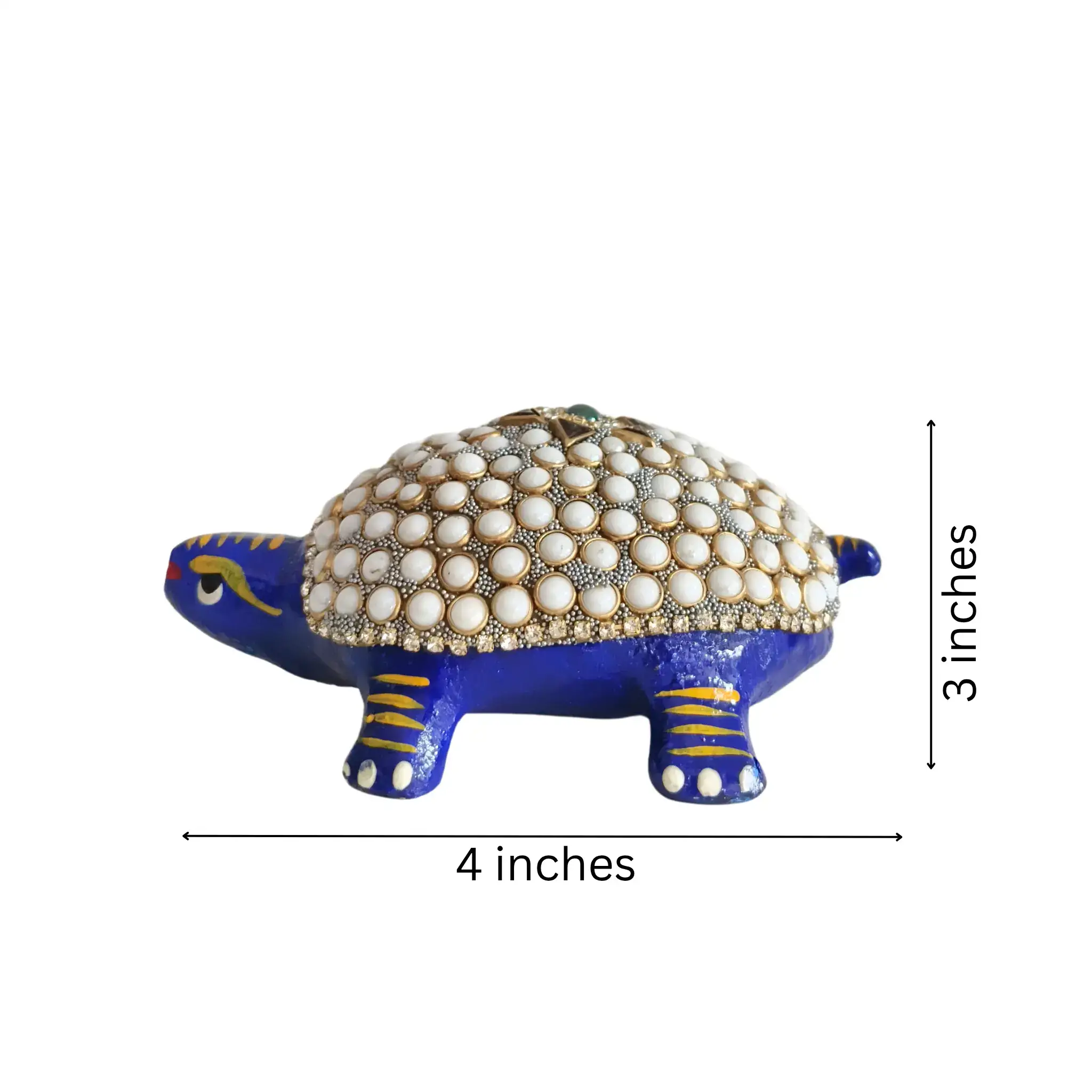 Metal Tortoise with Stone Meenakari | Decorative Feng Shui Figurine - Image 18