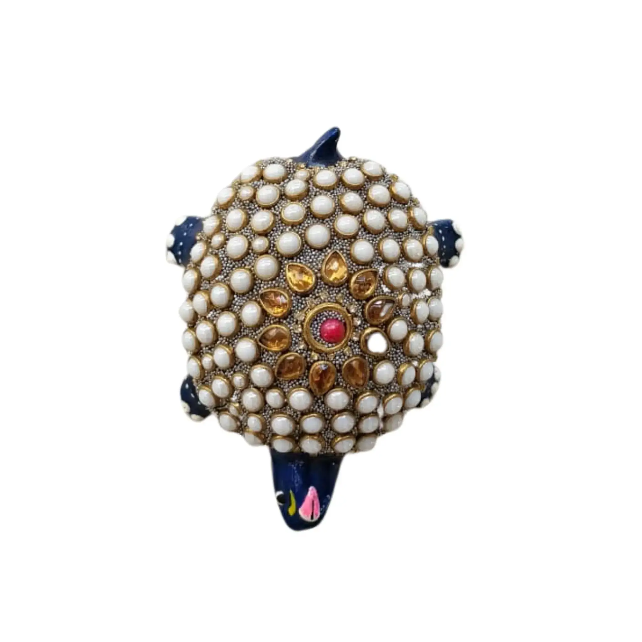 Metal Tortoise with Stone Meenakari | Decorative Feng Shui Figurine - Image 4