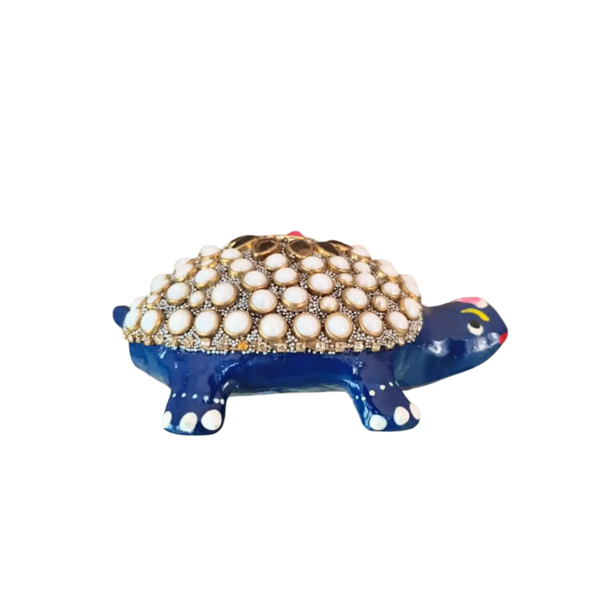 Metal Tortoise with Stone Meenakari | Decorative Feng Shui Figurine - Image 5