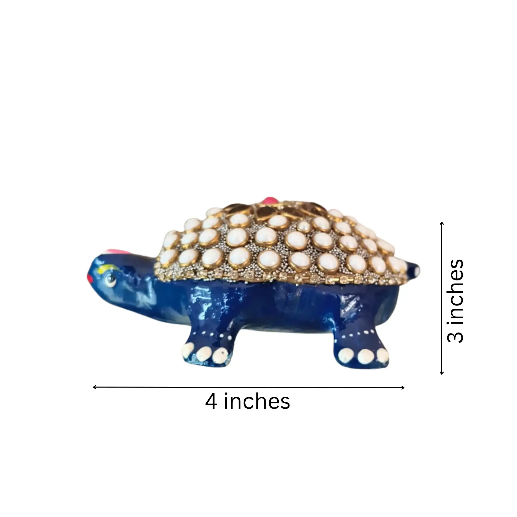 Metal Tortoise with Stone Meenakari | Decorative Feng Shui Figurine - Image 9
