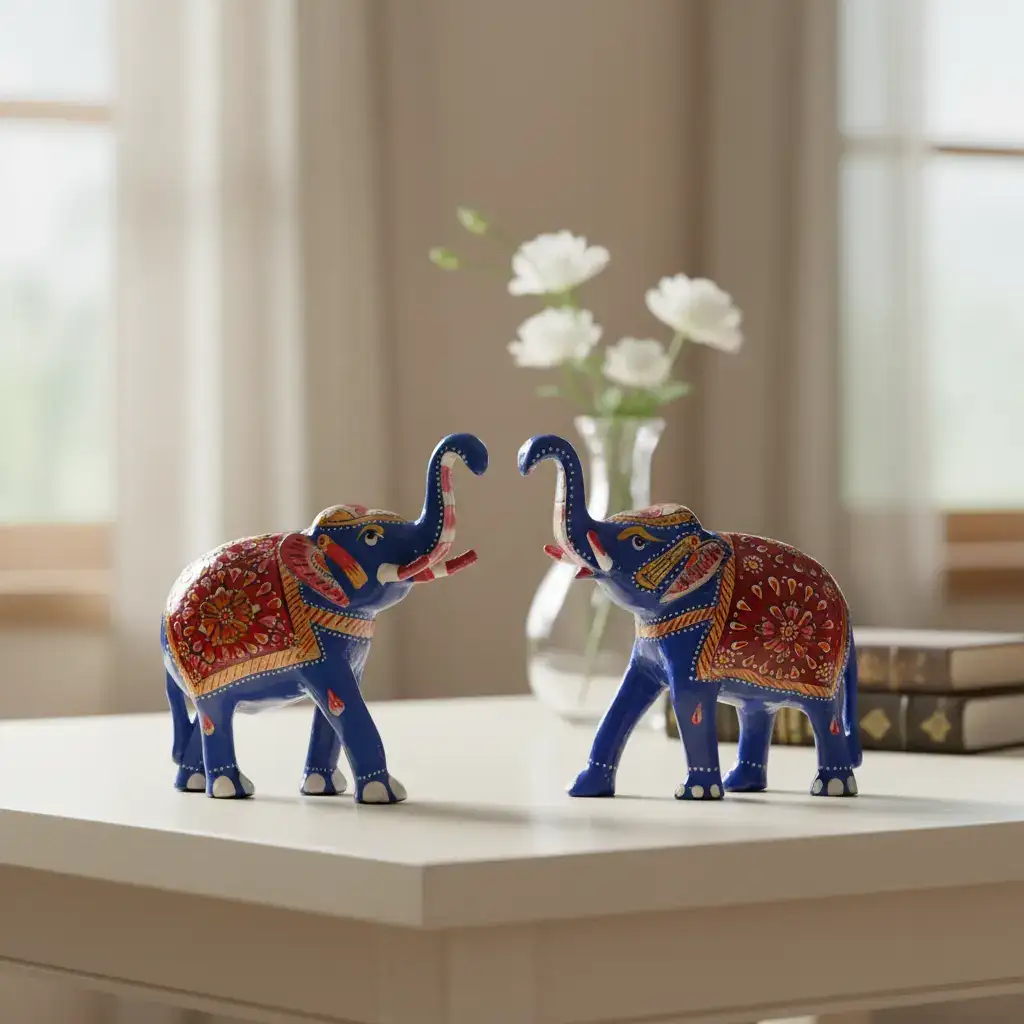 Colorful Hand-Painted Metal Elephant – Traditional Craft - Image 8