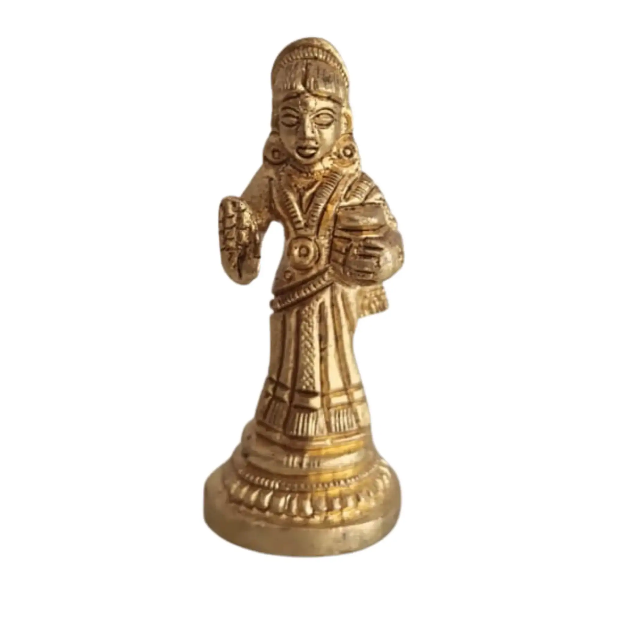 Miniature Golden Brass Goddess Annapoorna Idol - Dispenser of Nourishment - Image 3