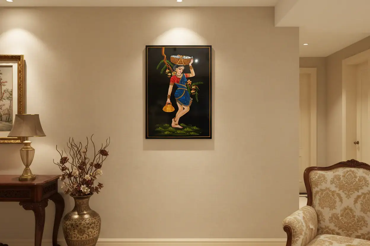 The Moonlit Fisherwoman Nirmal Painting