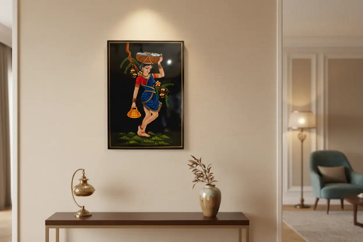 The Moonlit Fisherwoman Nirmal Painting - Image 2