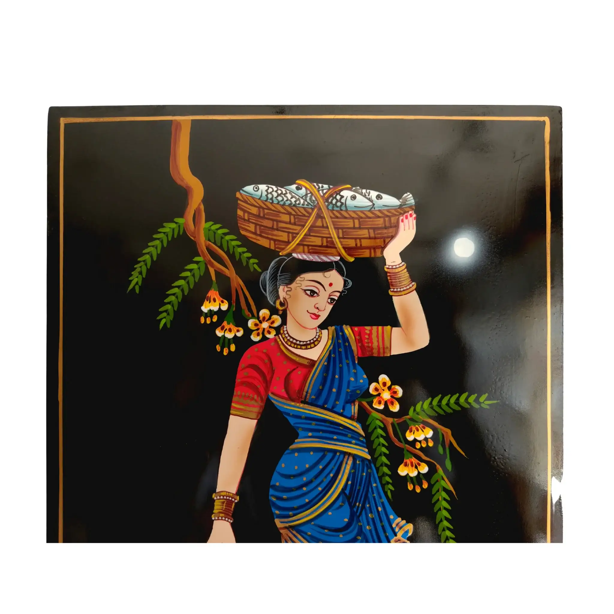 The Moonlit Fisherwoman Nirmal Painting - Image 3