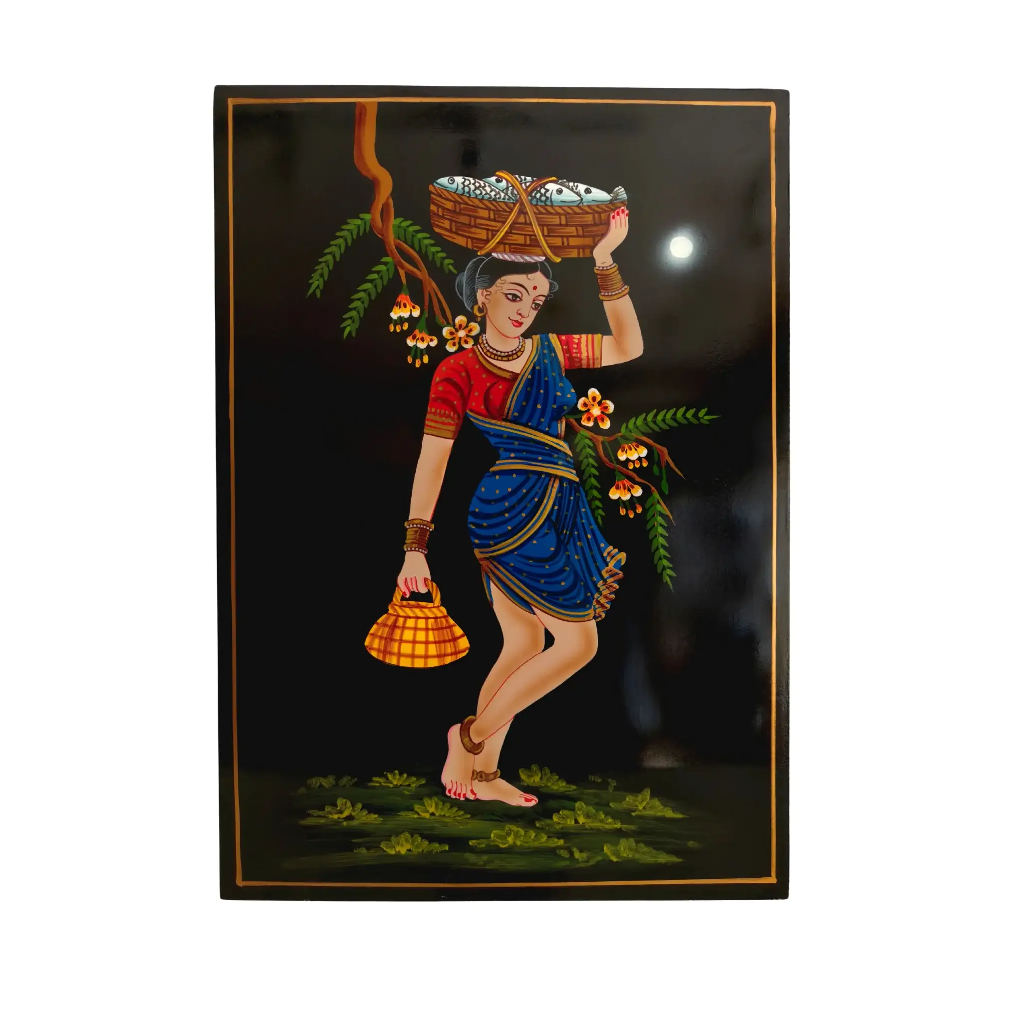The Moonlit Fisherwoman Nirmal Painting - Image 5