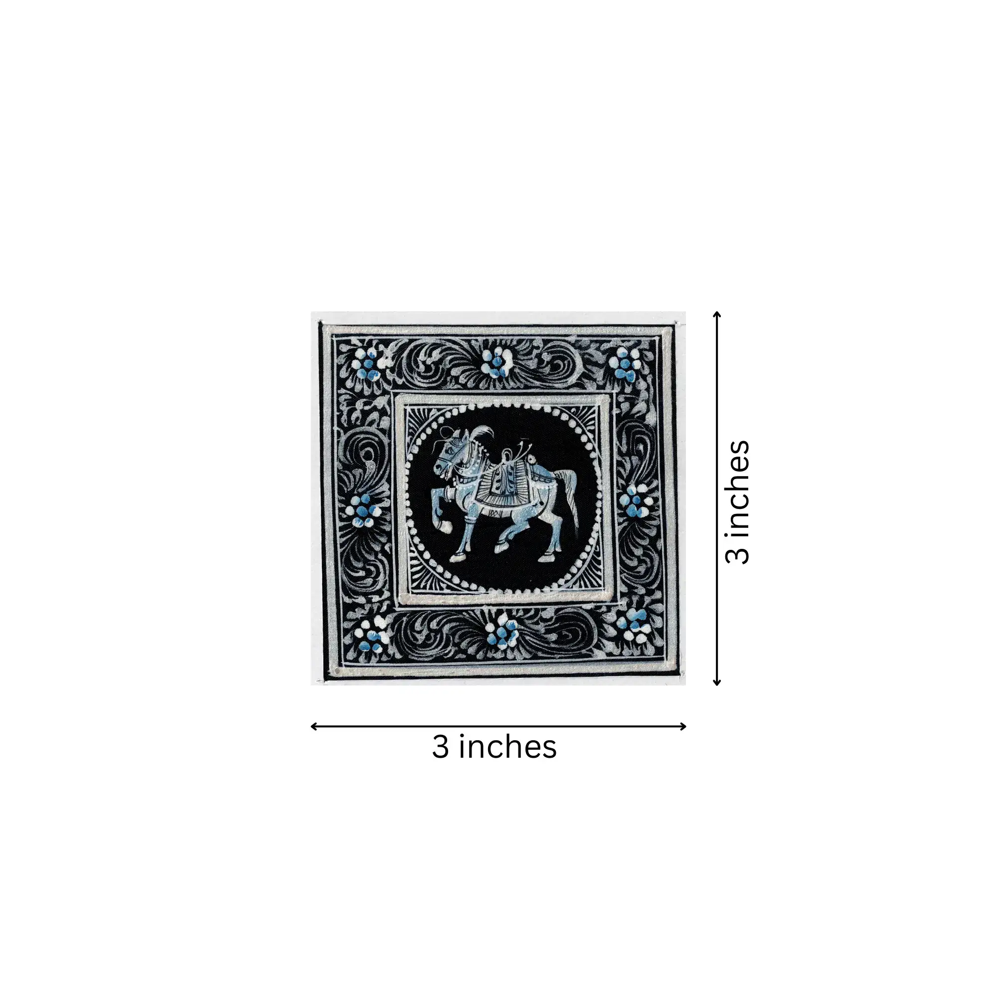 The Moonlit Steed Miniature Painting – Grace in Shades of Silver and Blue - Image 3