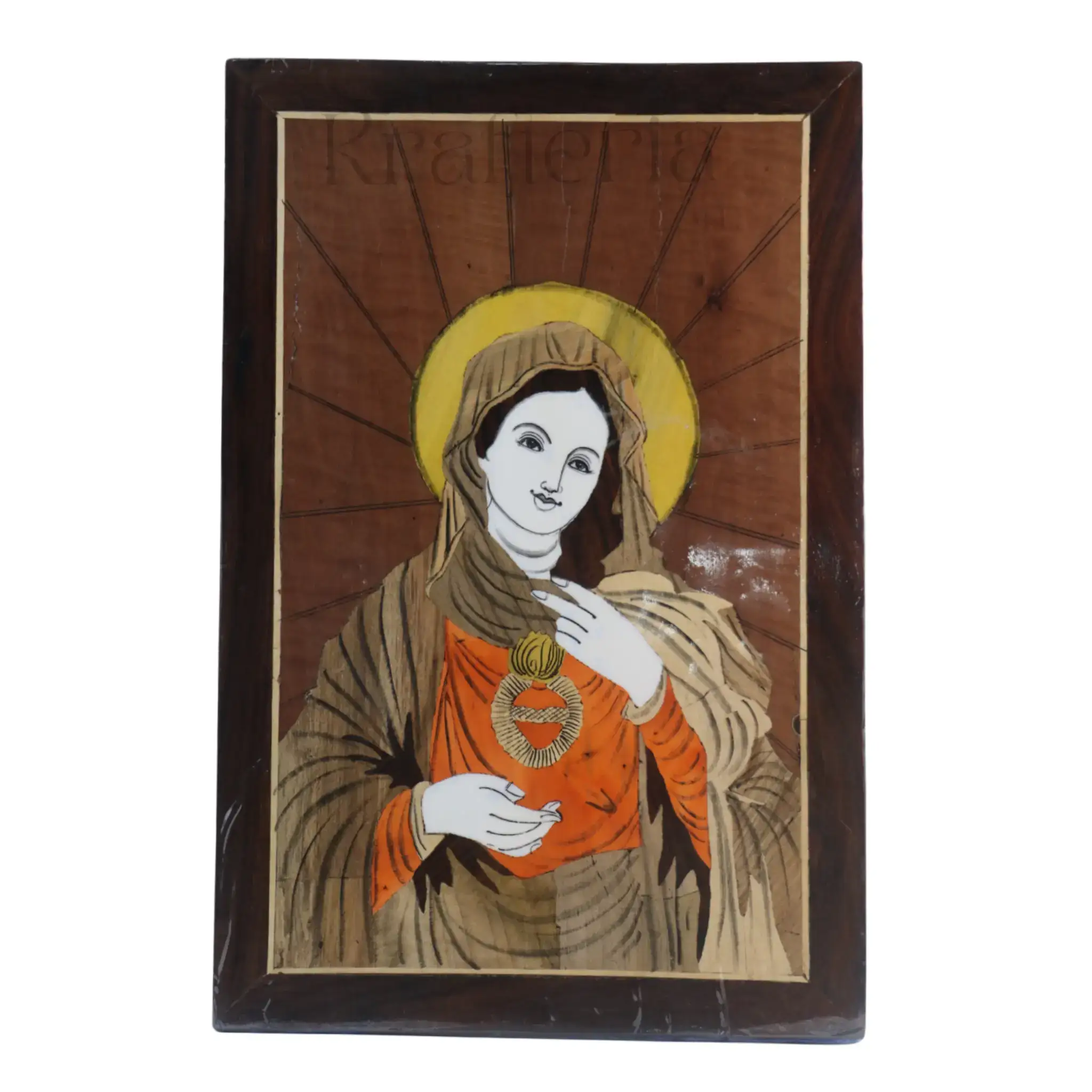 Mother Mary | Mary Mata Rosewood Inlay – Handcrafted Spiritual Wall Frame - Image 4