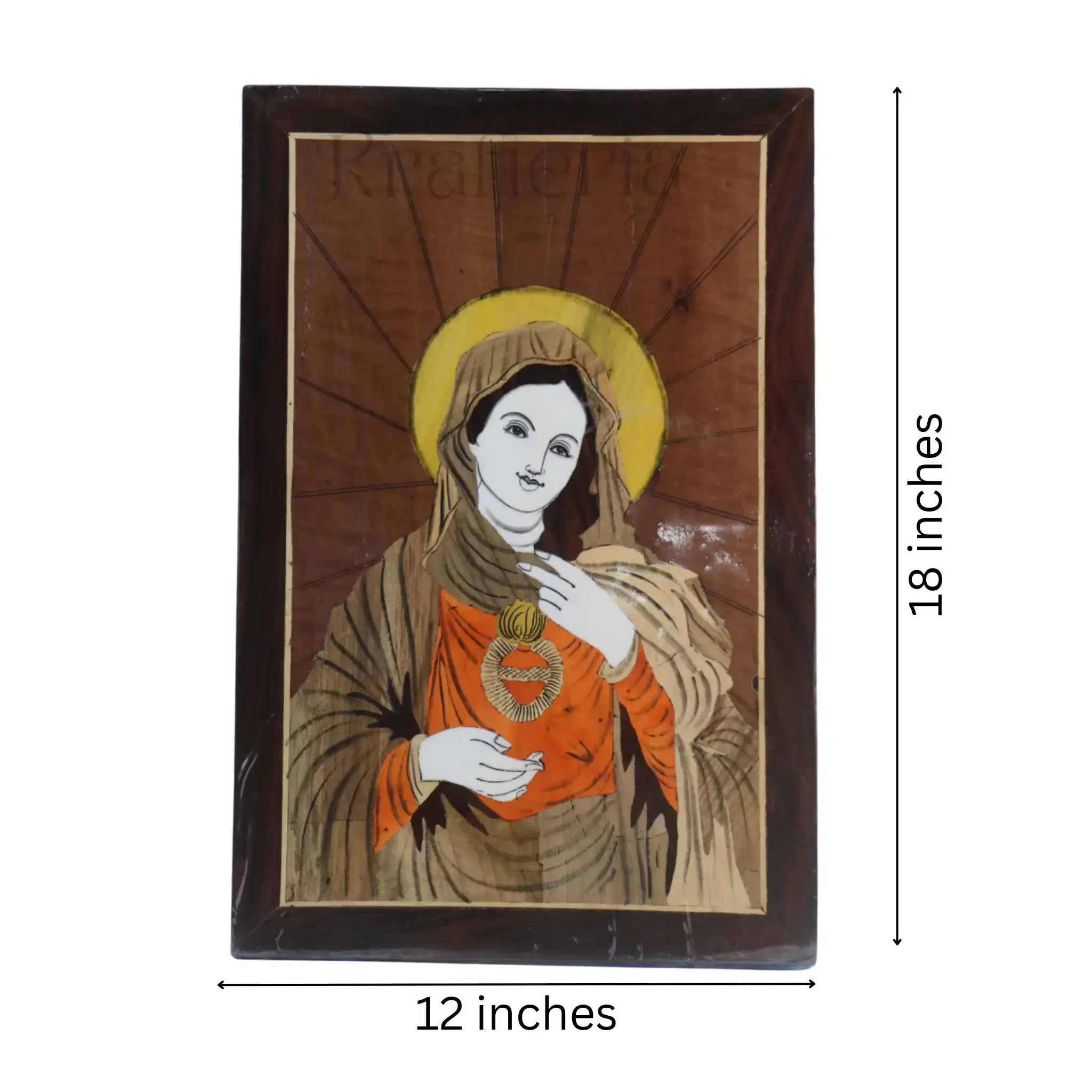 Mother Mary | Mary Mata Rosewood Inlay – Handcrafted Spiritual Wall Frame - Image 5