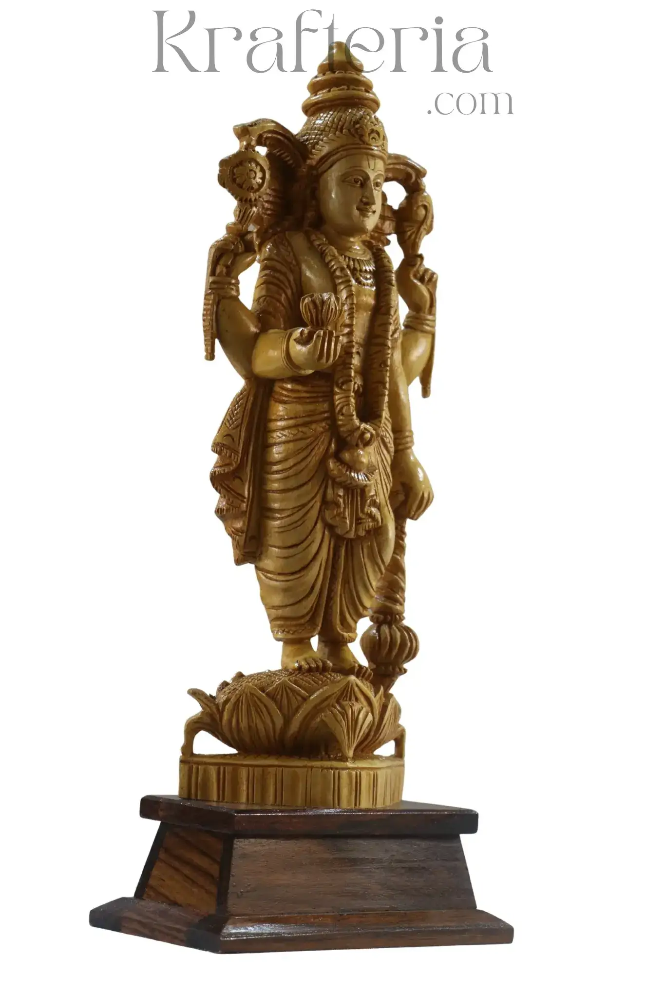 Elegant Narayana Sculpture – Shivani Wood & Rosewood Base Masterpiece - Image 3