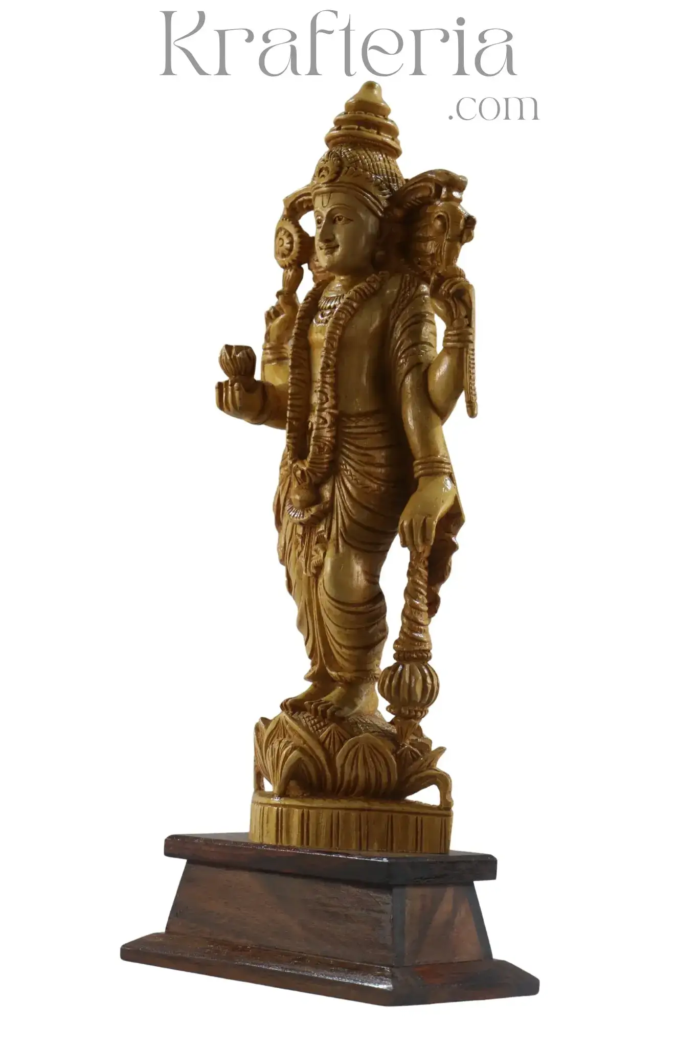 Elegant Narayana Sculpture – Shivani Wood & Rosewood Base Masterpiece - Image 4