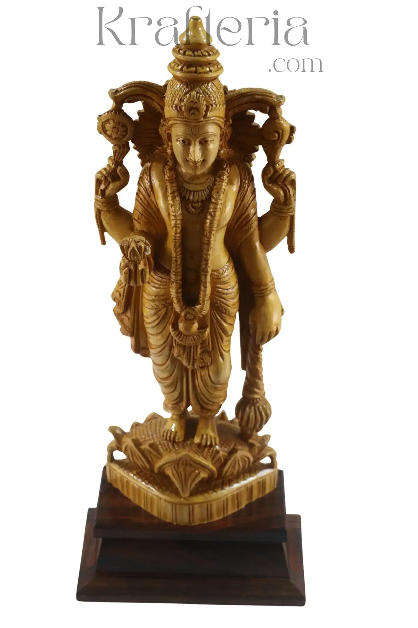 Elegant Narayana Sculpture – Shivani Wood & Rosewood Base Masterpiece - Image 5