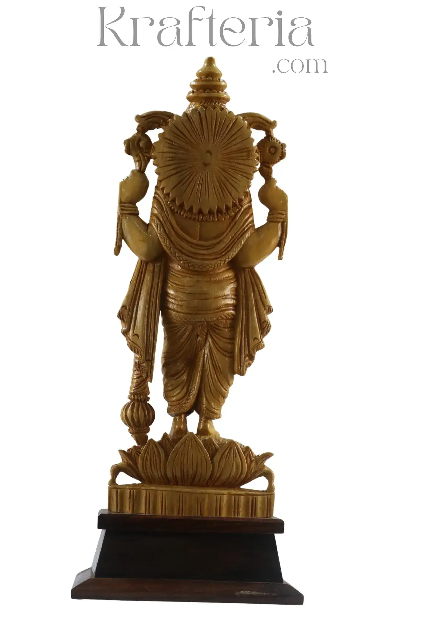 Elegant Narayana Sculpture – Shivani Wood & Rosewood Base Masterpiece - Image 6