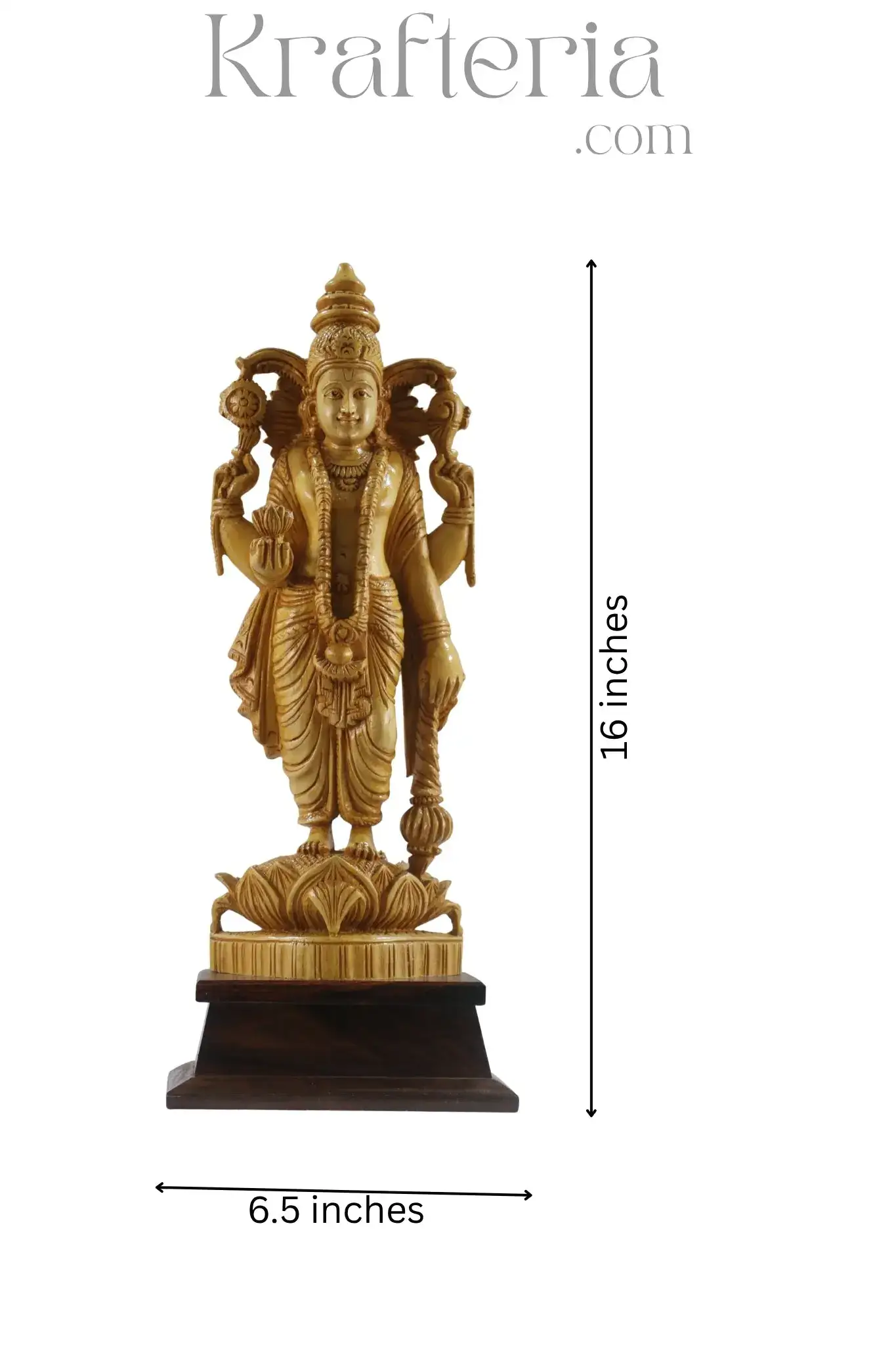 Elegant Narayana Sculpture – Shivani Wood & Rosewood Base Masterpiece - Image 7