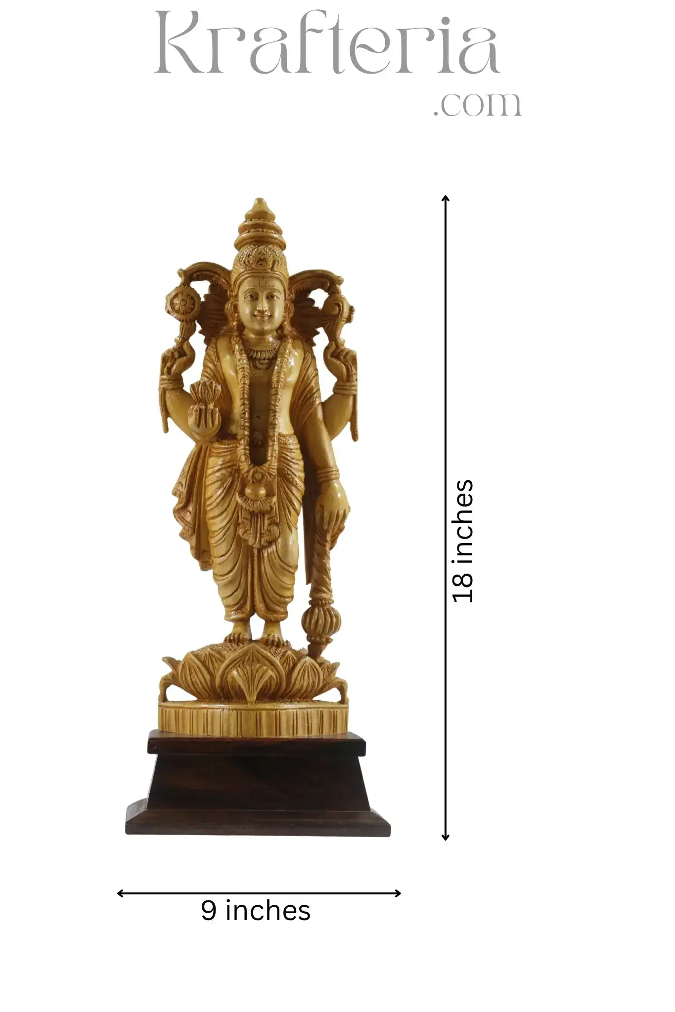 Elegant Narayana Sculpture – Shivani Wood & Rosewood Base Masterpiece - Image 8
