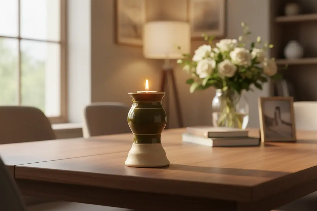 Non-Toxic Colored Candle with Holder & Base – Safe & Stylish