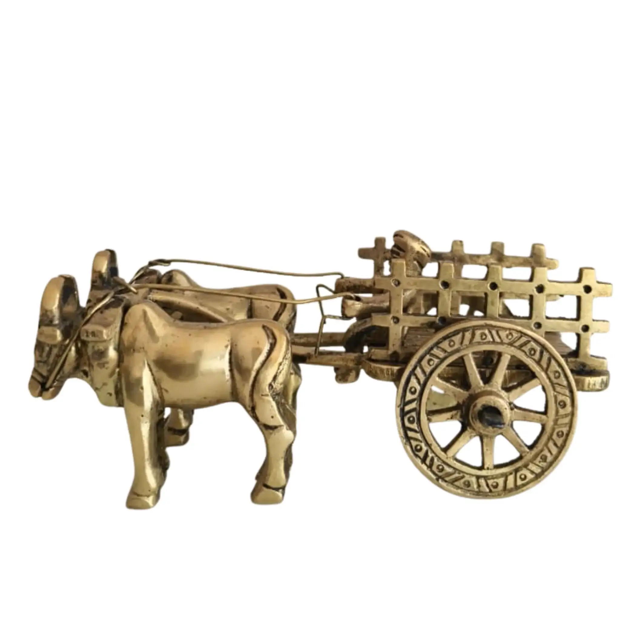 Brass Bullock Cart Figurine with Covered Canopy | Traditional Home Decor Showpiece - Image 12