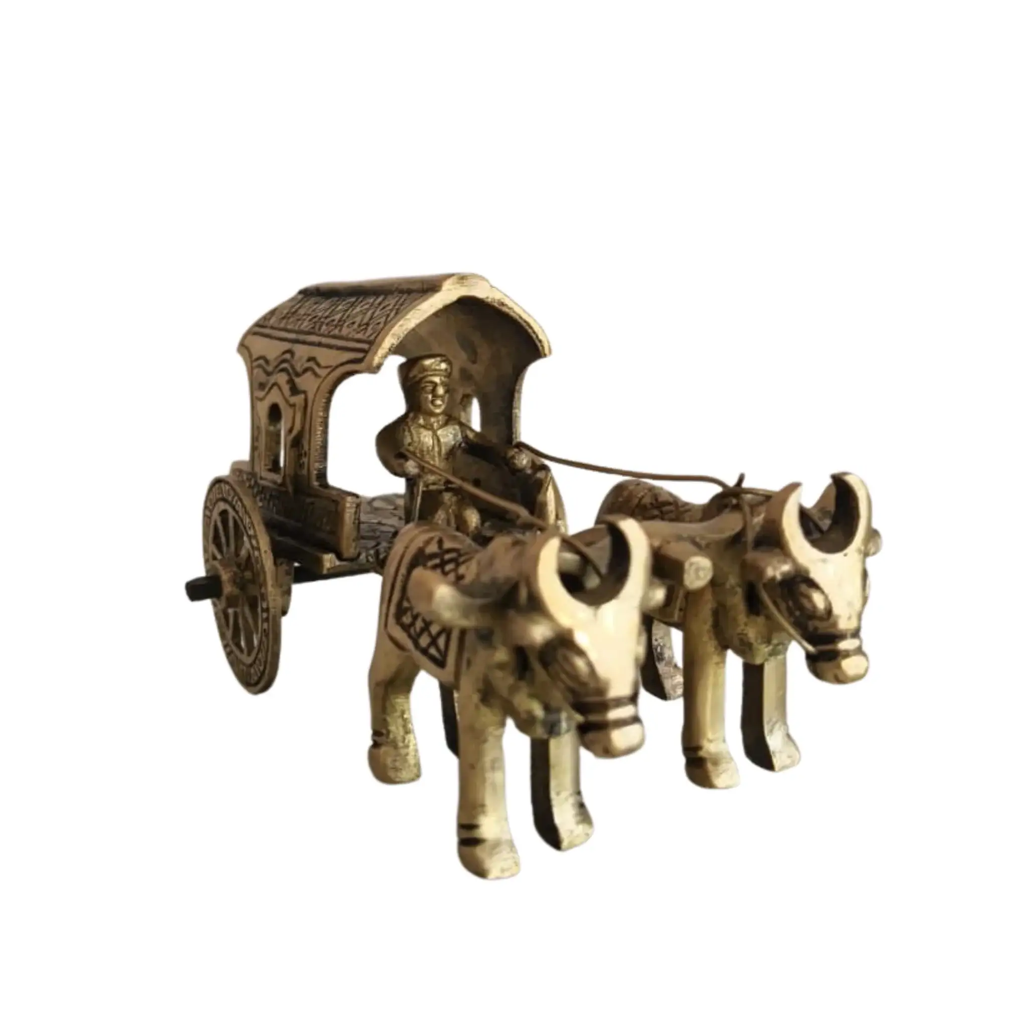 Brass Bullock Cart Figurine with Covered Canopy | Traditional Home Decor Showpiece - Image 18