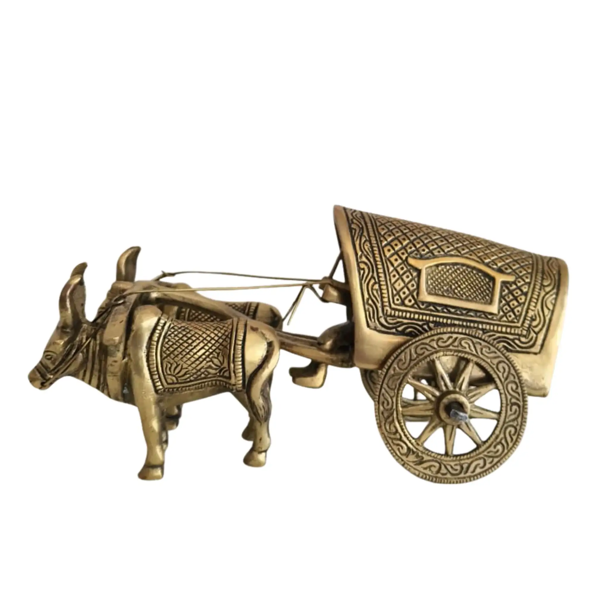 Brass Bullock Cart Figurine with Covered Canopy | Traditional Home Decor Showpiece - Image 27
