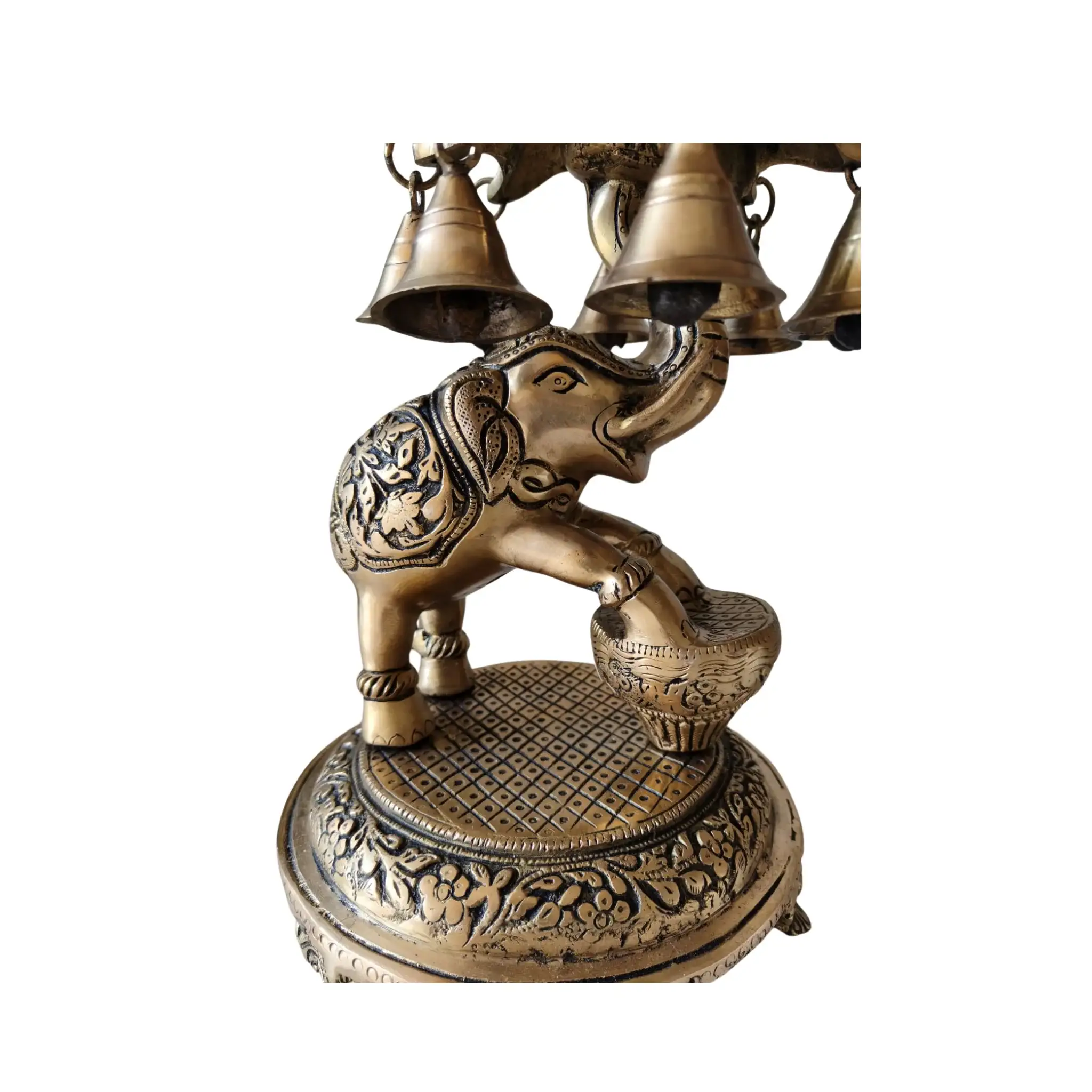 Brass Elephant Urli with Bells - Traditional Indian Decorative Bowl - Image 6