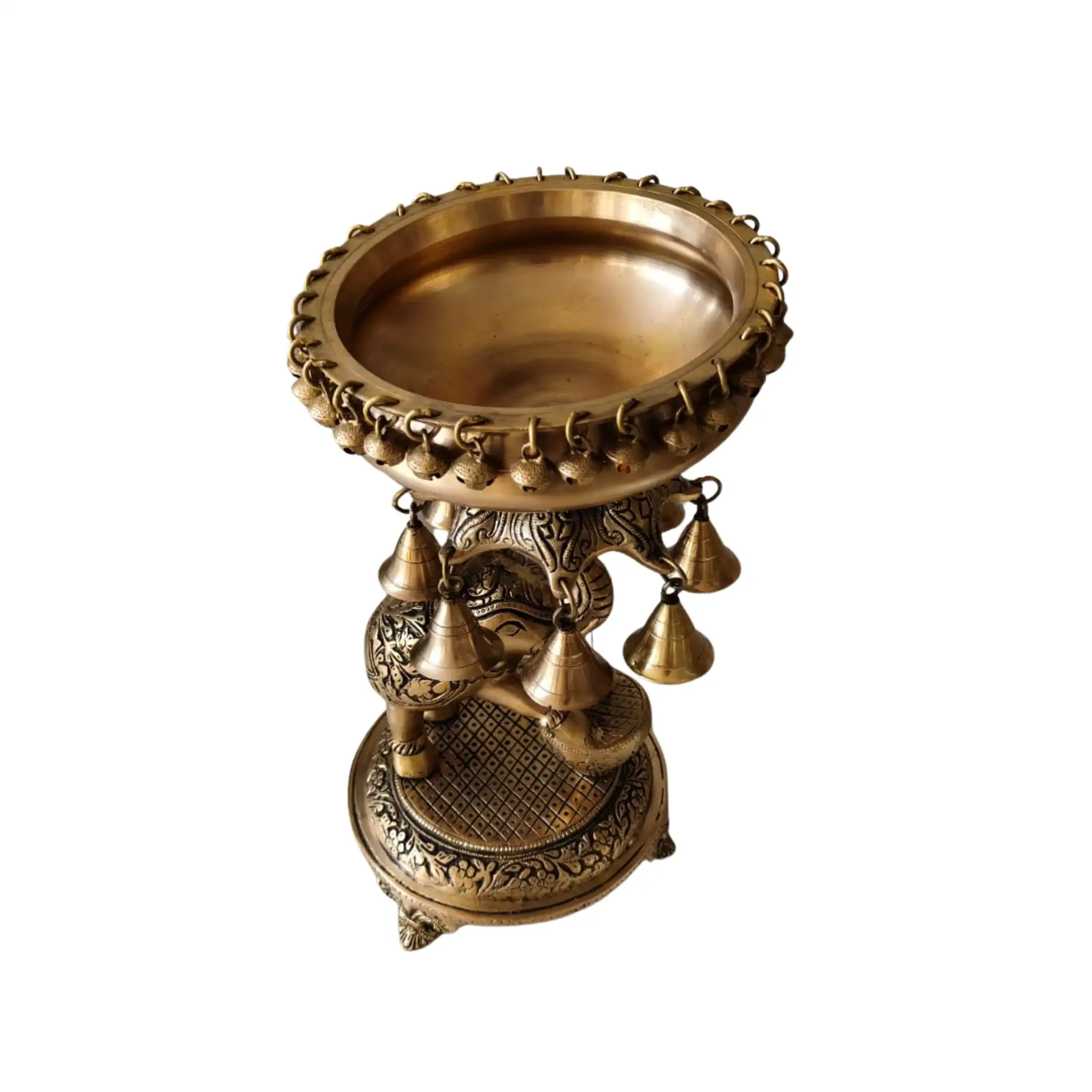 Brass Elephant Urli with Bells - Traditional Indian Decorative Bowl - Image 9