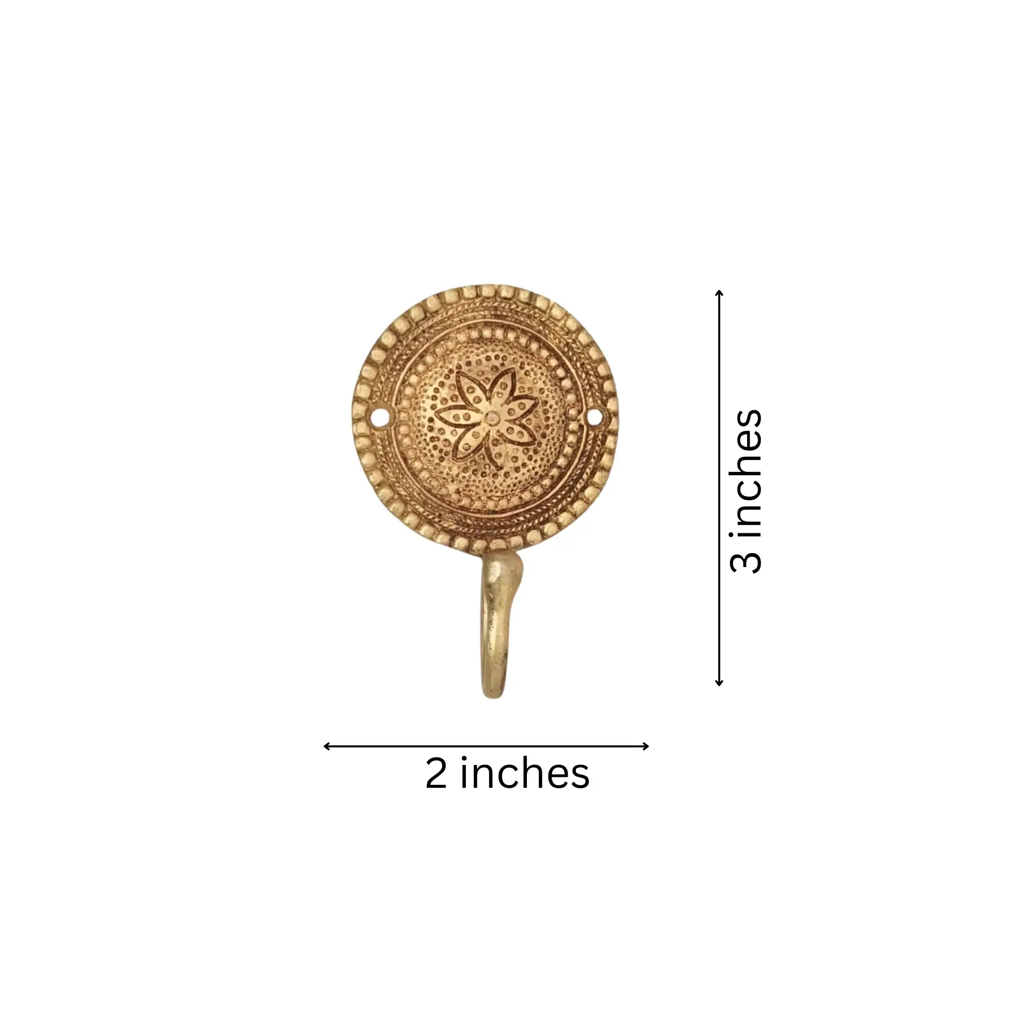 Ornate Brass Wall Hook with Floral Design - Decorative Coat & Key Hanger - Image 4
