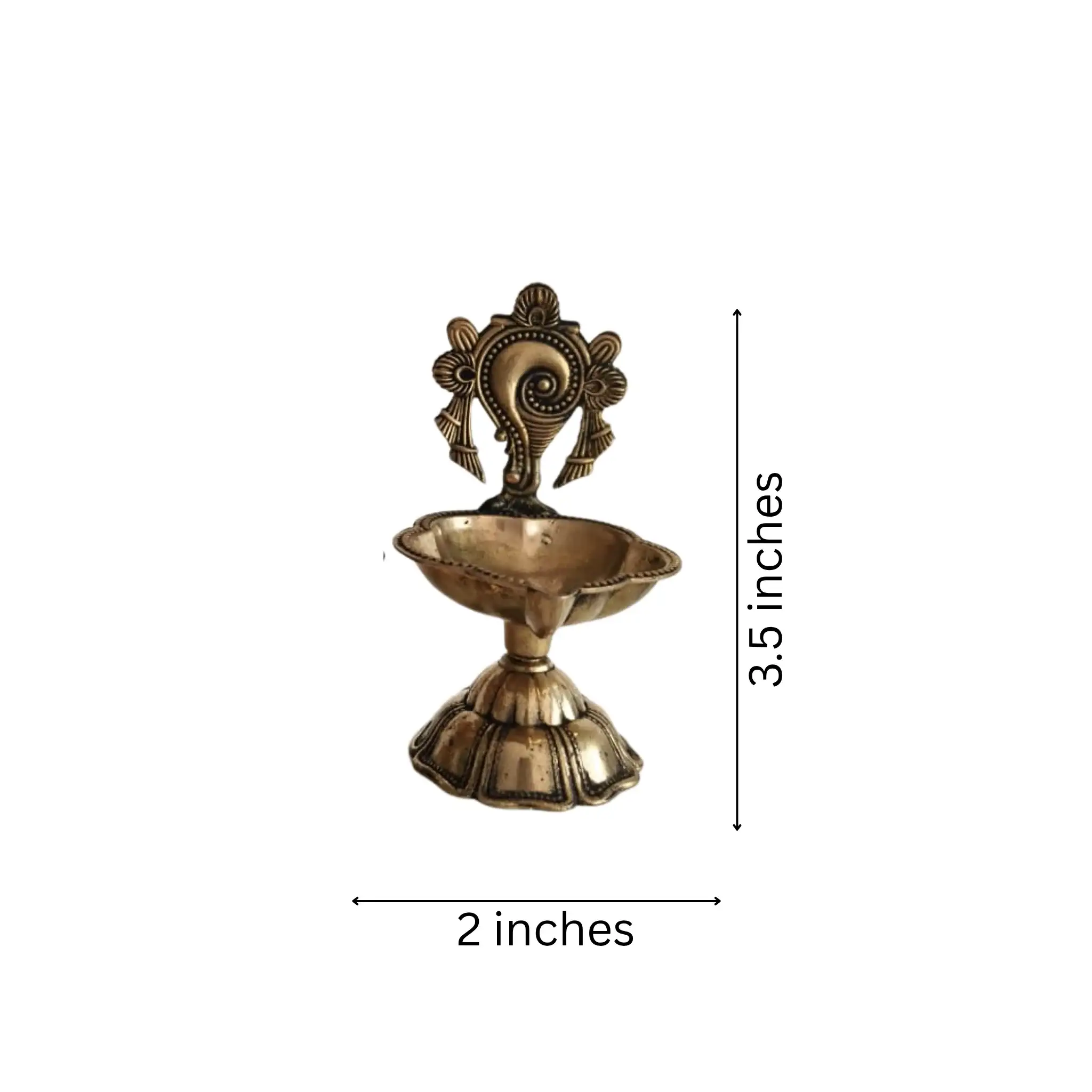 Pair of Ornate Brass Standing Diyas - Traditional Oil Lamps with Auspicious Symbols - Image 7