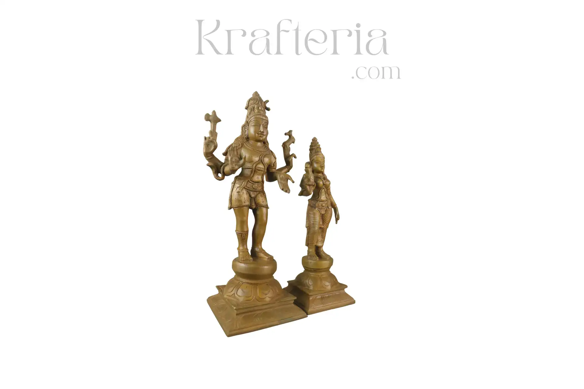 Panchaloha Parvathi & Shiva Idol Antique Finish - Image 3