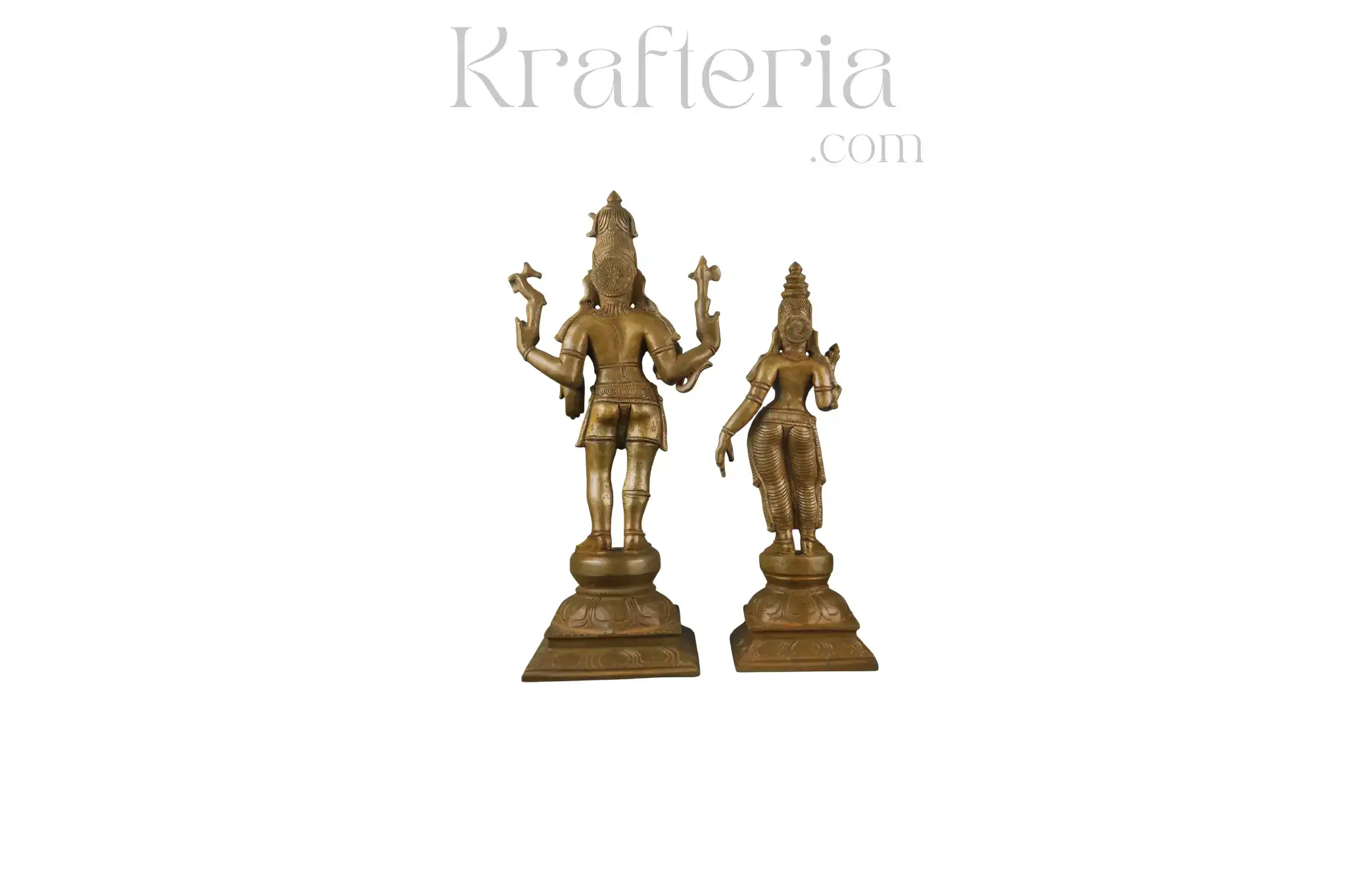 Panchaloha Parvathi & Shiva Idol Antique Finish - Image 4