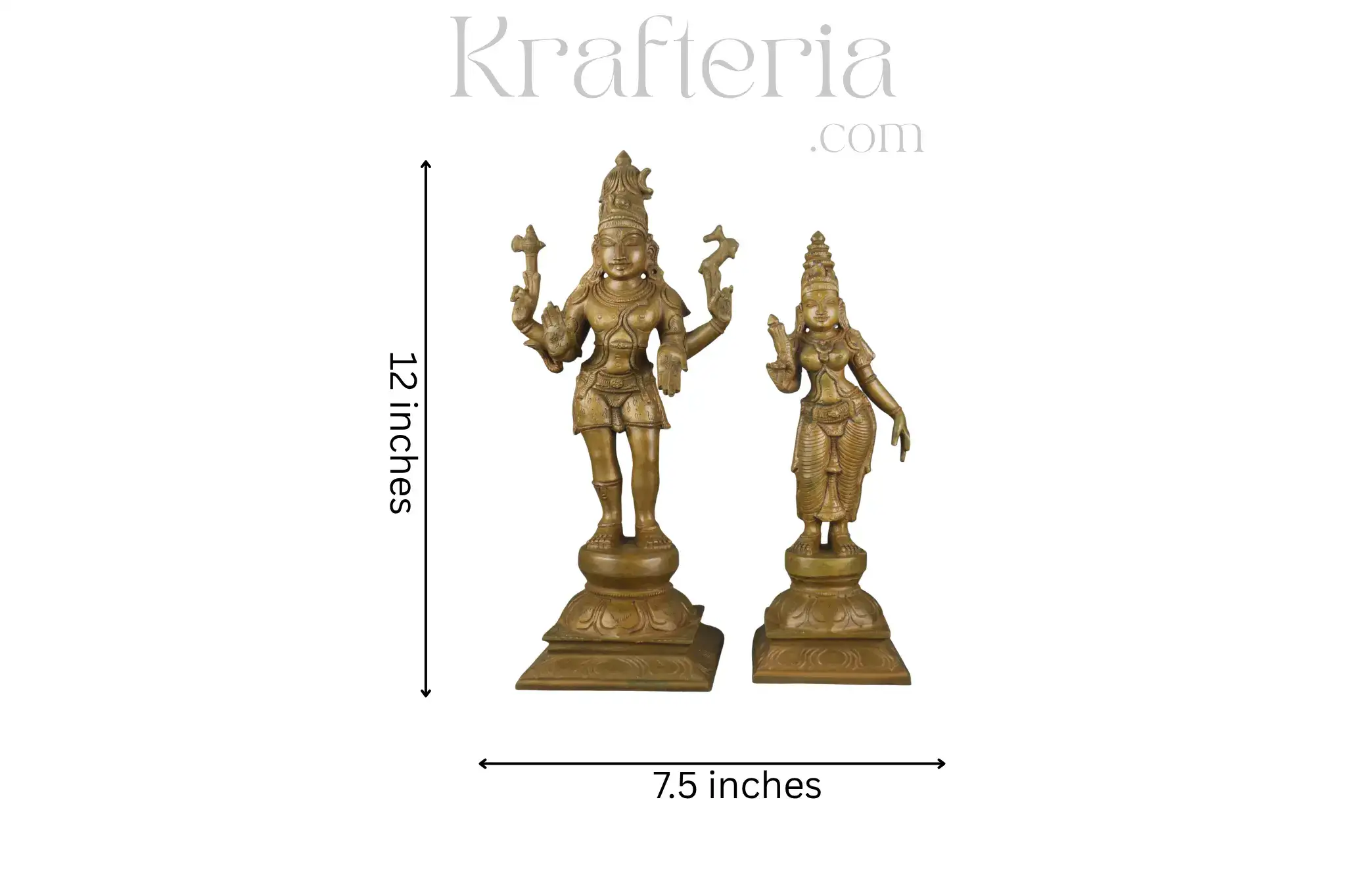 Panchaloha Parvathi & Shiva Idol Antique Finish - Image 5