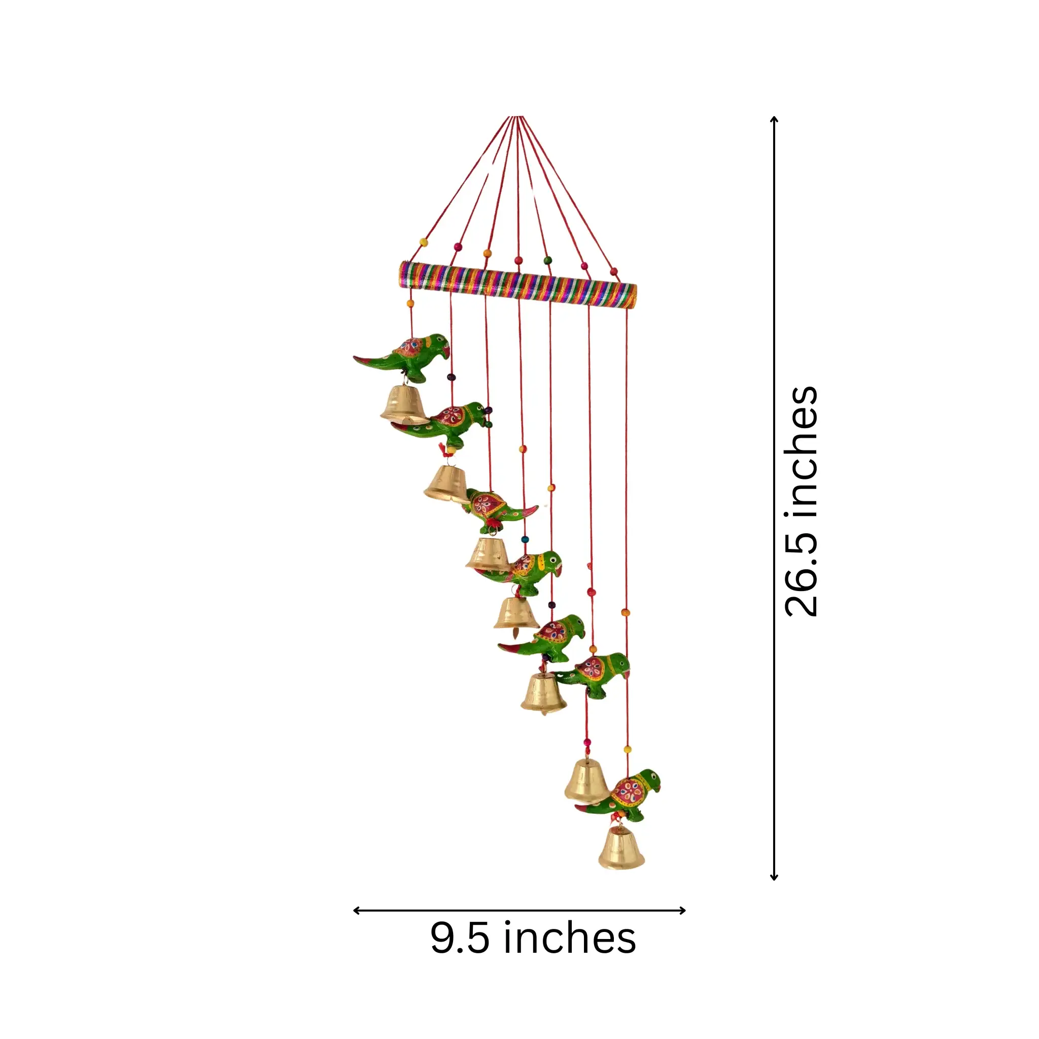 Vibrant Indian Folk Art Parrot Cascade Wall Hanging - Image 4