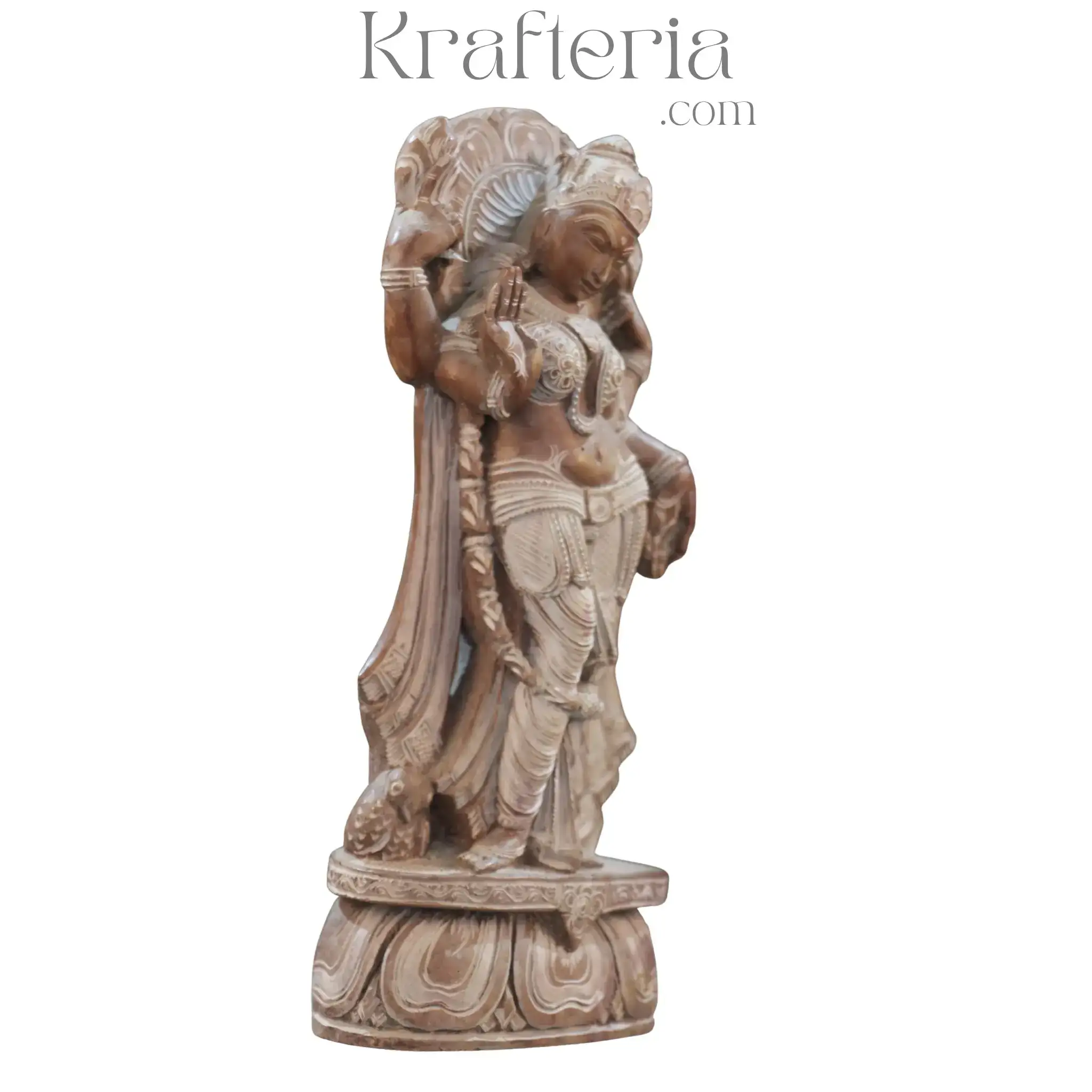 Parvathi Sculpture in Red Marble – Divine Grace and Strength - Image 2