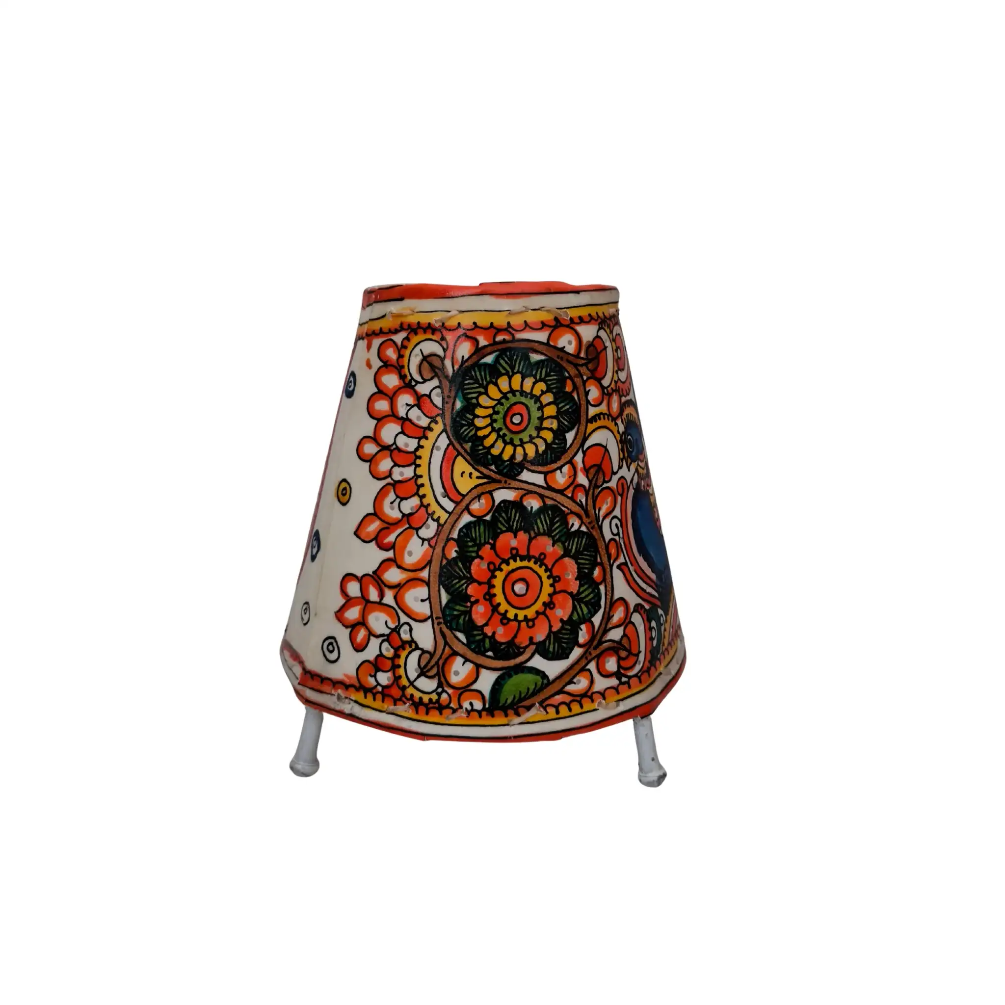 Colorful Peacock Leather Puppetry Artwork | Bed Lamp - Image 2