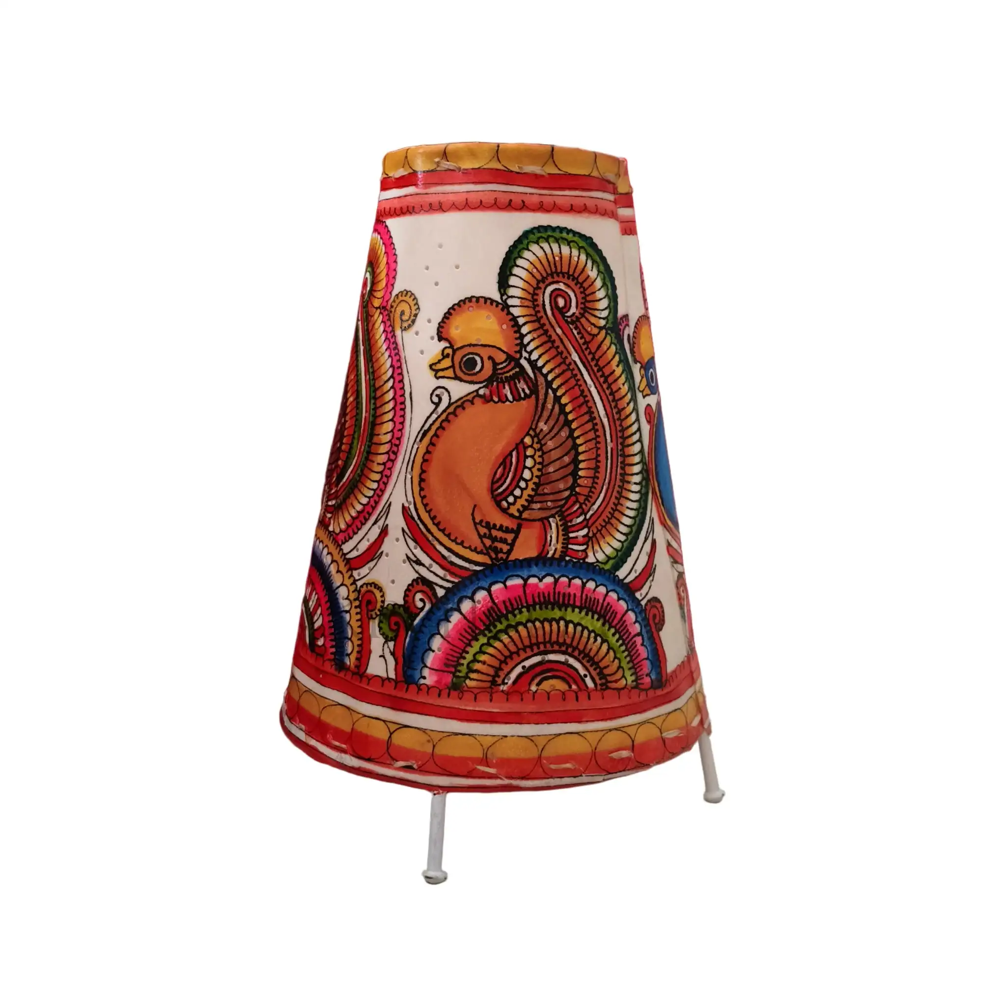 Handcrafted Leather Puppetry Vibrant Peacock Motifs | Bed Lamp - Image 3