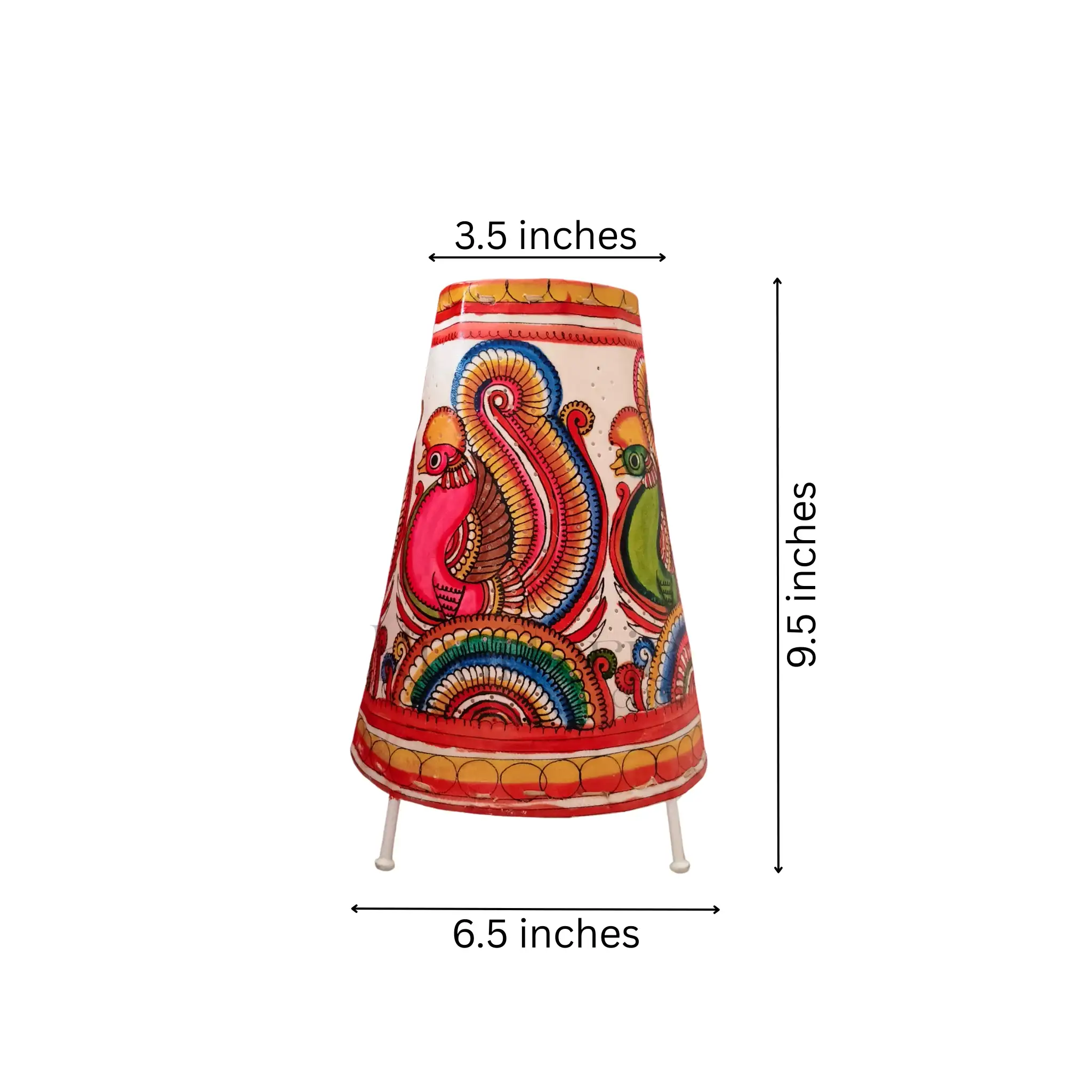 Handcrafted Leather Puppetry Vibrant Peacock Motifs | Bed Lamp - Image 5