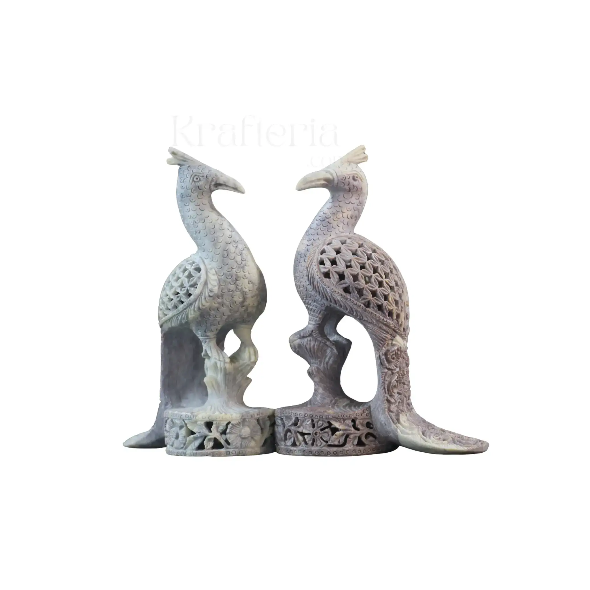 Peacock Pair Jali Carving – Ethnic Indian Handicraft Figurines - Image 4